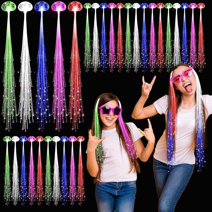 LED Light-Up Hair Lights - Fiber Optic LED Hair Barrettes - Light Flashing Extensions - Item #8452 image