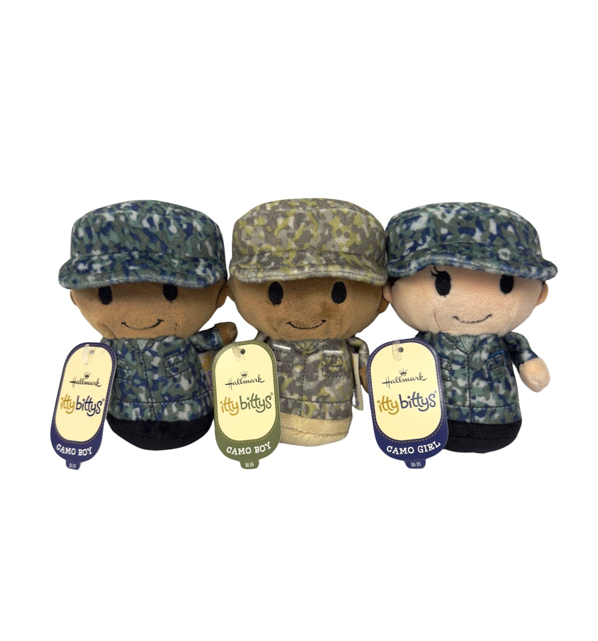 Hallmark Itty Bittys Military Soldiers - 3 Assorted - Camo Girl and 2 Camo Boys - 4.5" - Item #8427 image