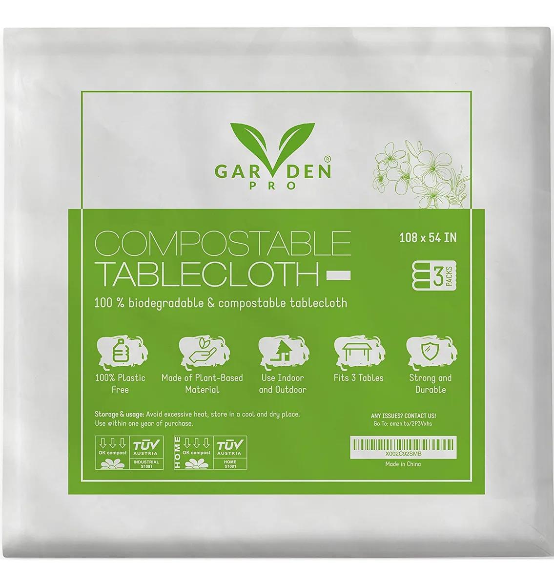 3 PACK - Garden Pro - Compostable Tablecloths - 108" x 54" - Strong & Durable - Item #8440 image