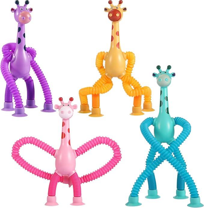 Giraffe Pop Tube Sensory Toys - Telescopic Suction Fidget Toys - 4 Assorted Colors - Item #8600 image