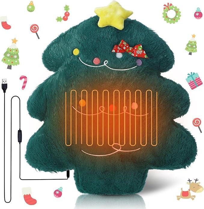 Realspring USB Heated Christmas Tree Pillow - Lumbar Support - Heating Pad for Warmth - Item #8625 image