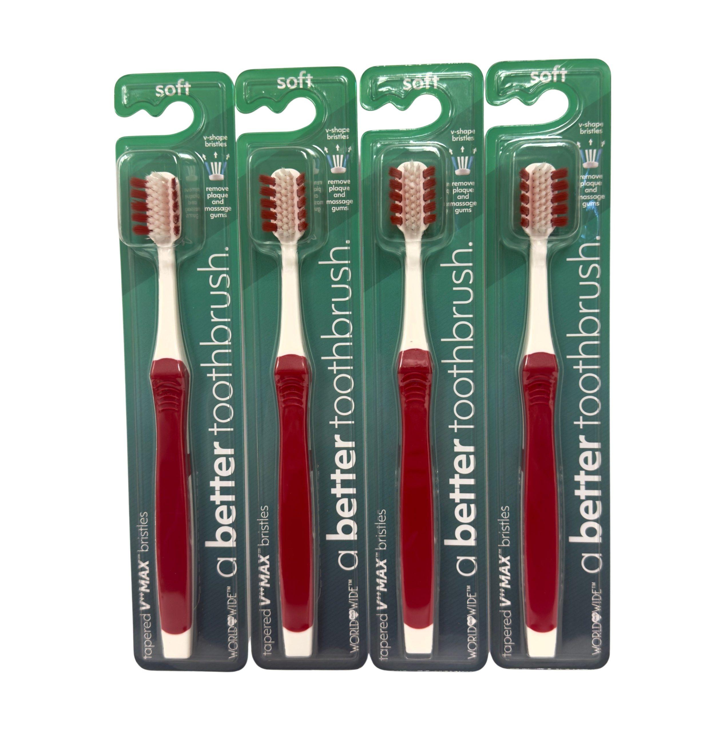 World Wide Daily V-Shape Tapered Toothbrushes - Soft Bristles For Plaque Removal & Gum Massage - Item #8695 - TL00006-802 image