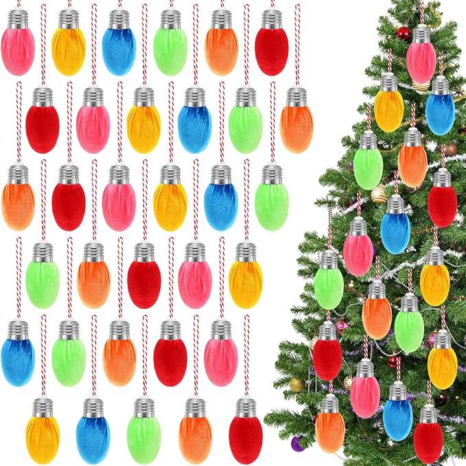 Velvet Christmas Lights Bulbs Ornaments - 1.57 Inch - Christmas Bulbs Ornaments - Item #8675 image