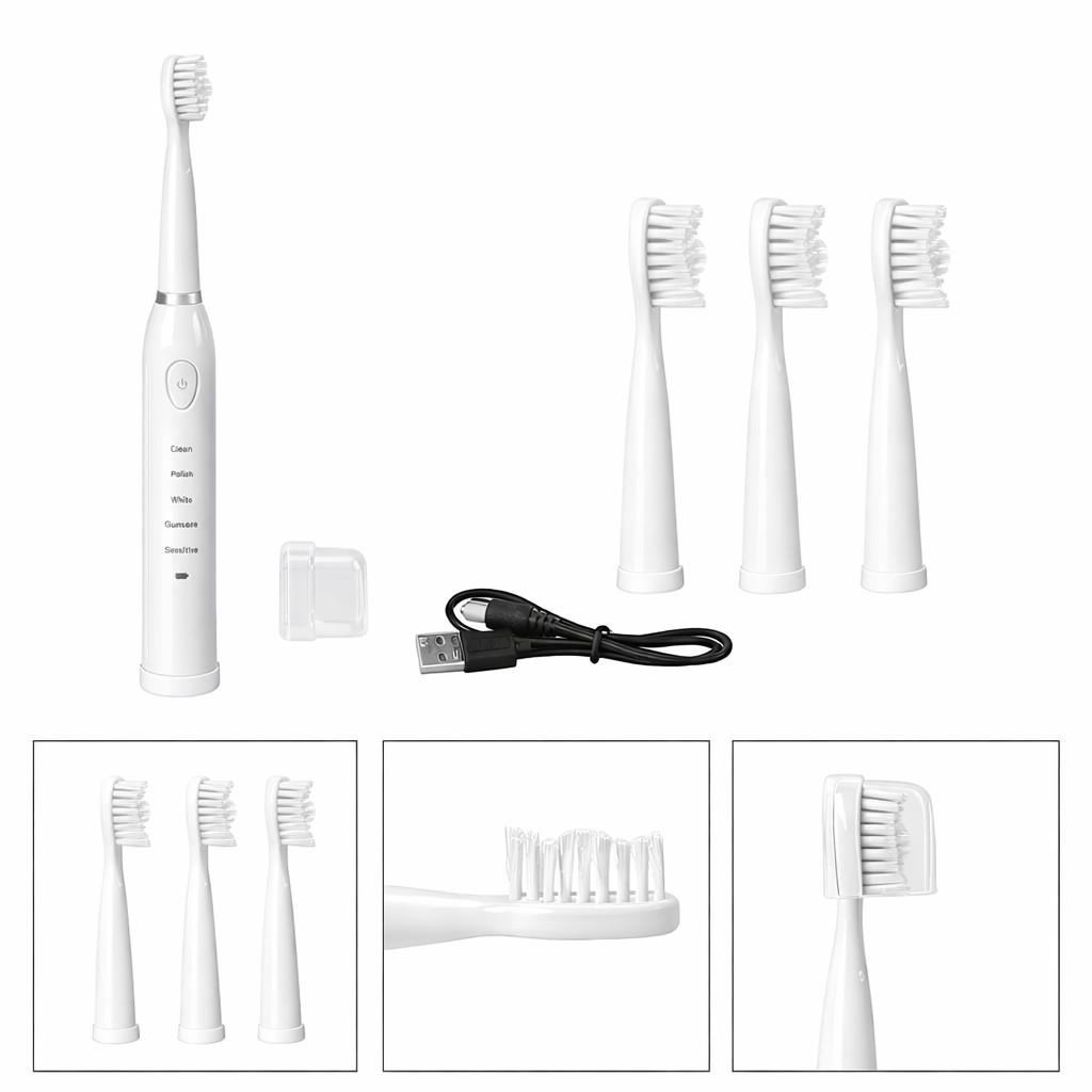 Electric Toothbrush with 4 Replaceable Heads - 6 Modes - Smart Timer - Item #8704 image