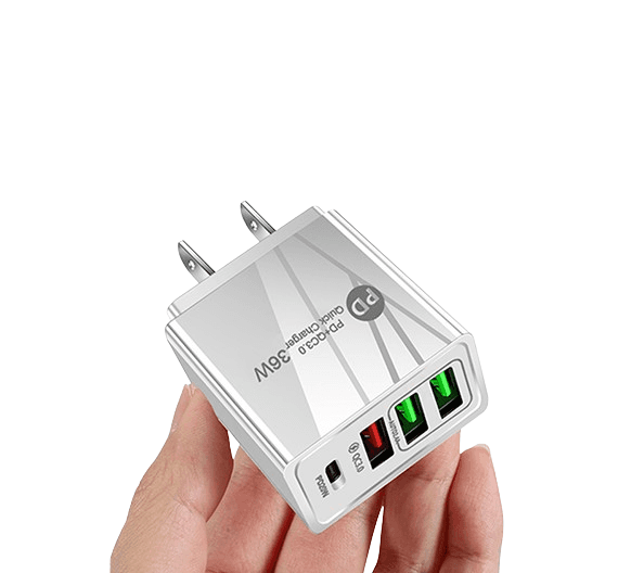 36W PD+QC3.0 4 USB Port Travel Charger - Quick Charger - White - Item #8858 image