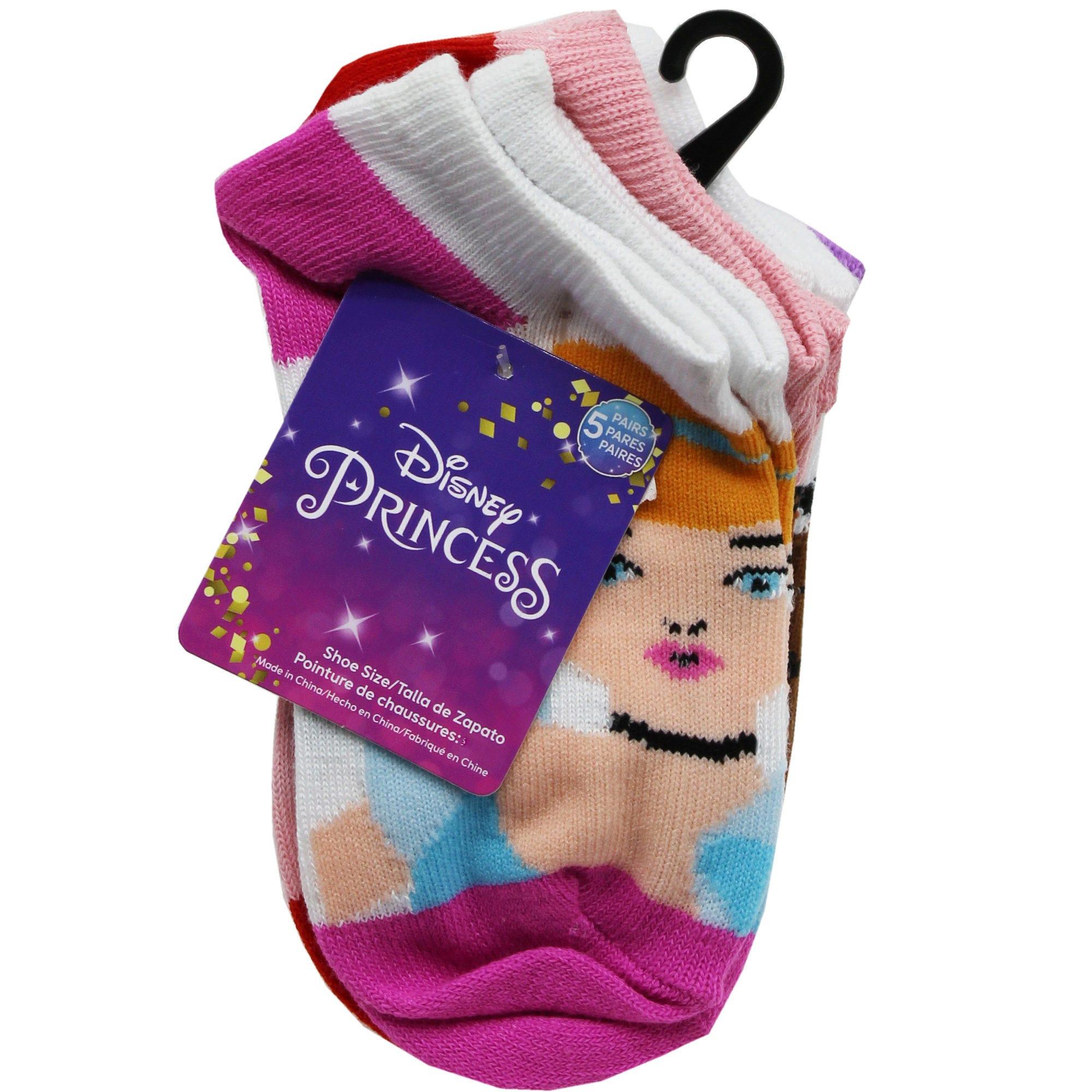 Disney Princess 5 Pack Love and Kisses Girls Ankles Socks in Sizes 4-6 - Qty 12 image