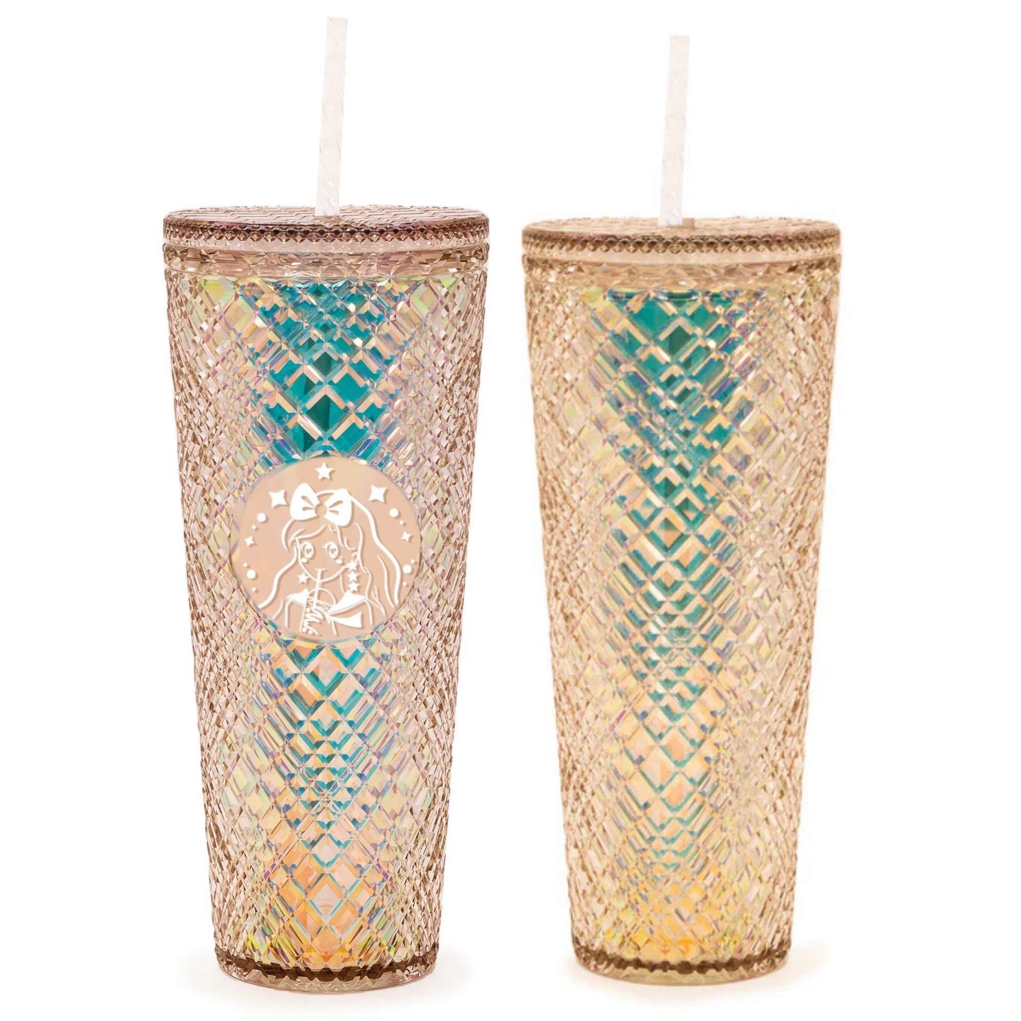 Dazzling 24 oz Gold 10" Holographic Tumbler with Straw image
