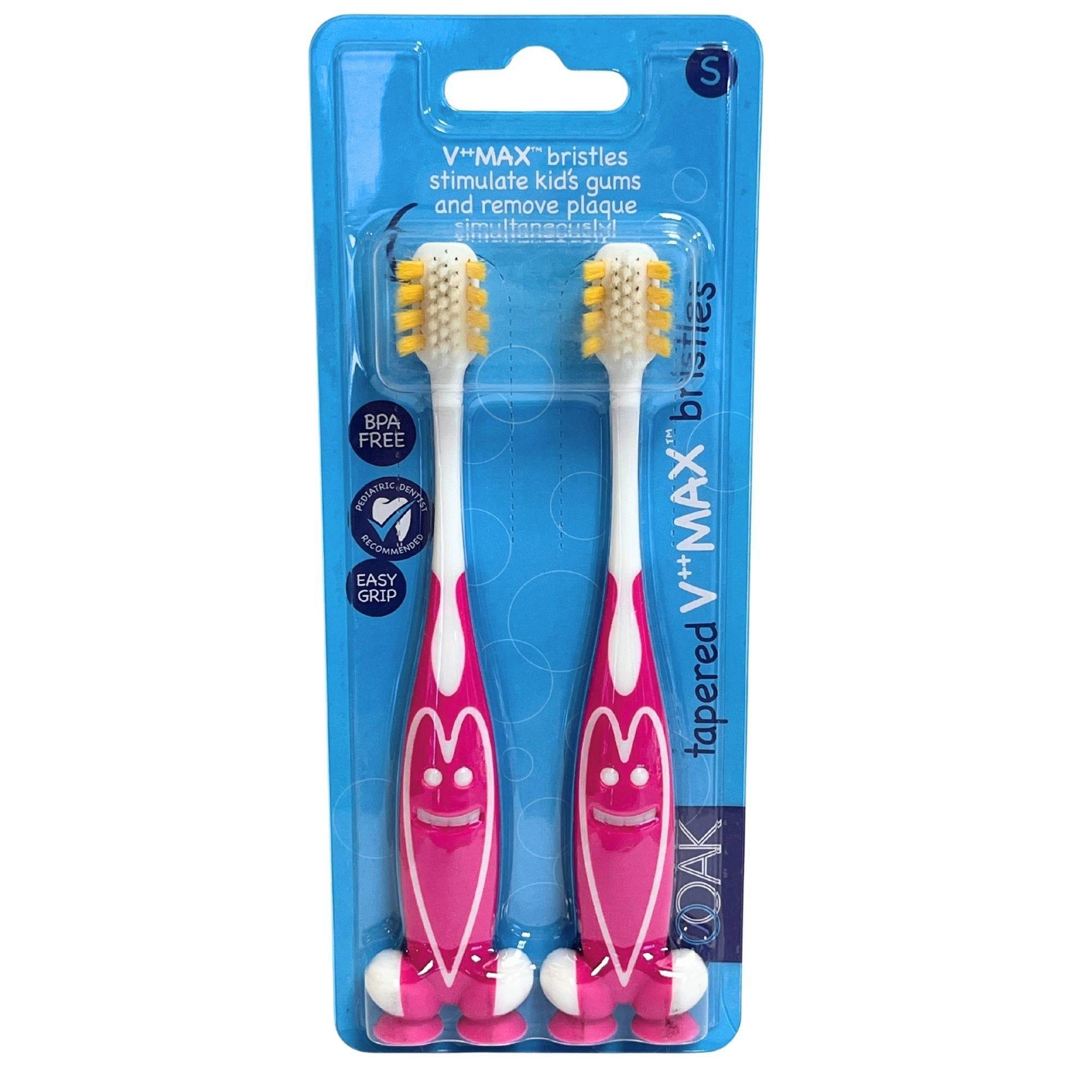Two Pack V Max Kids Toothbrushes with Pink Smile Design image