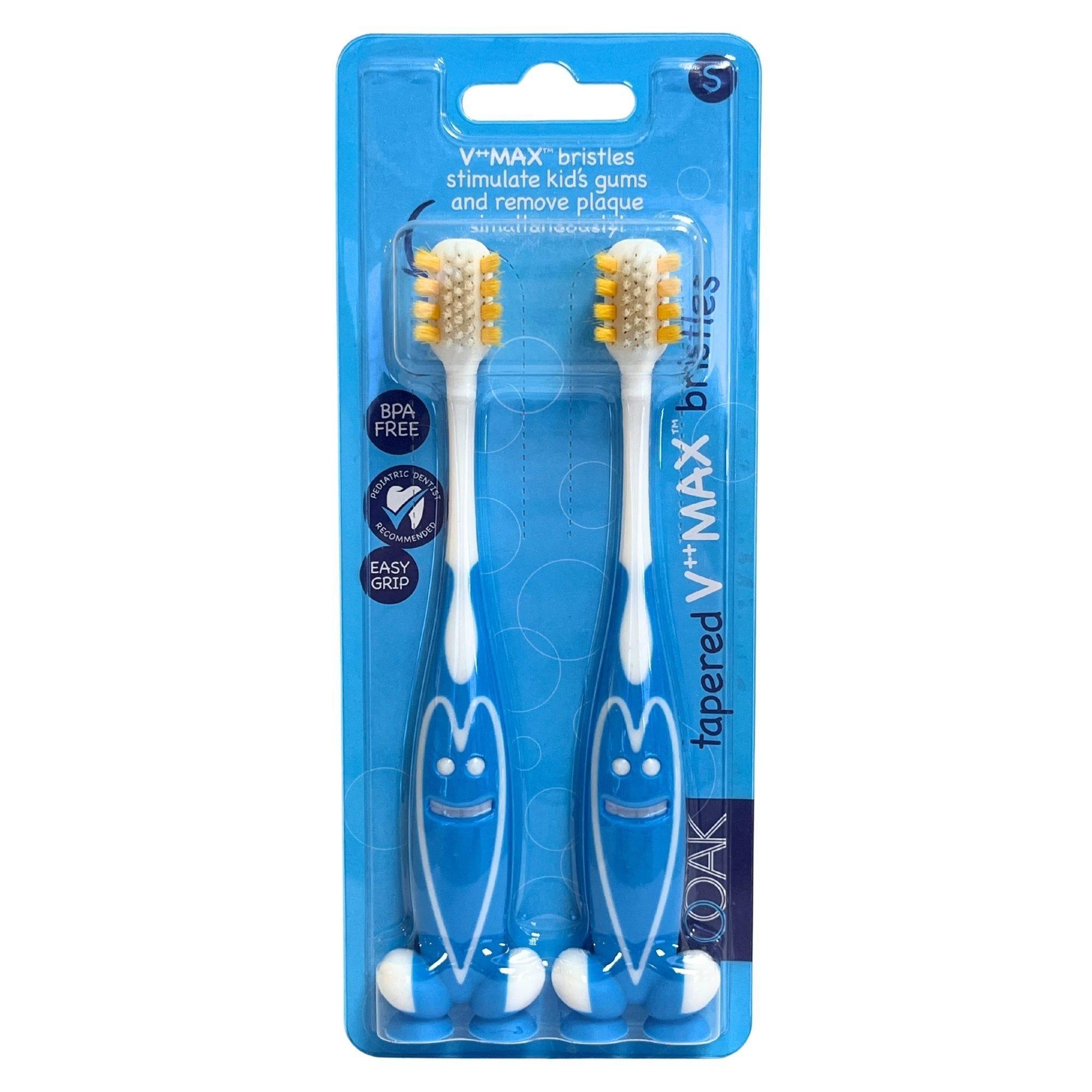Two Pack V Max Kids Toothbrushes with Blue Smile Design image