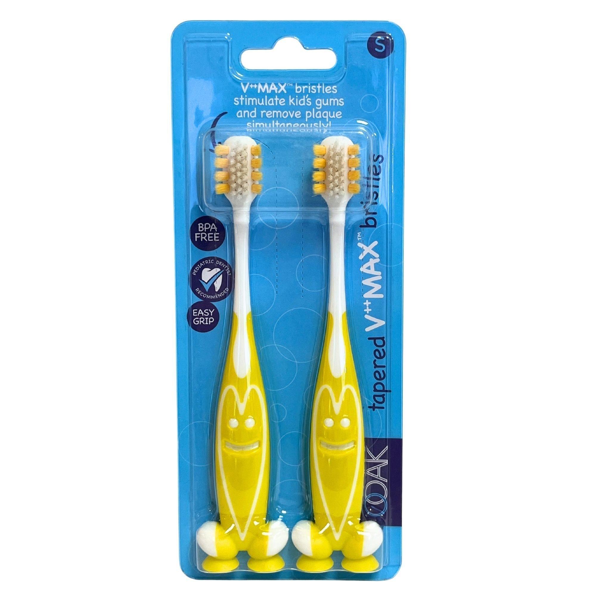 Two Pack V Max Kids Toothbrushes with Yellow Smiley Design image
