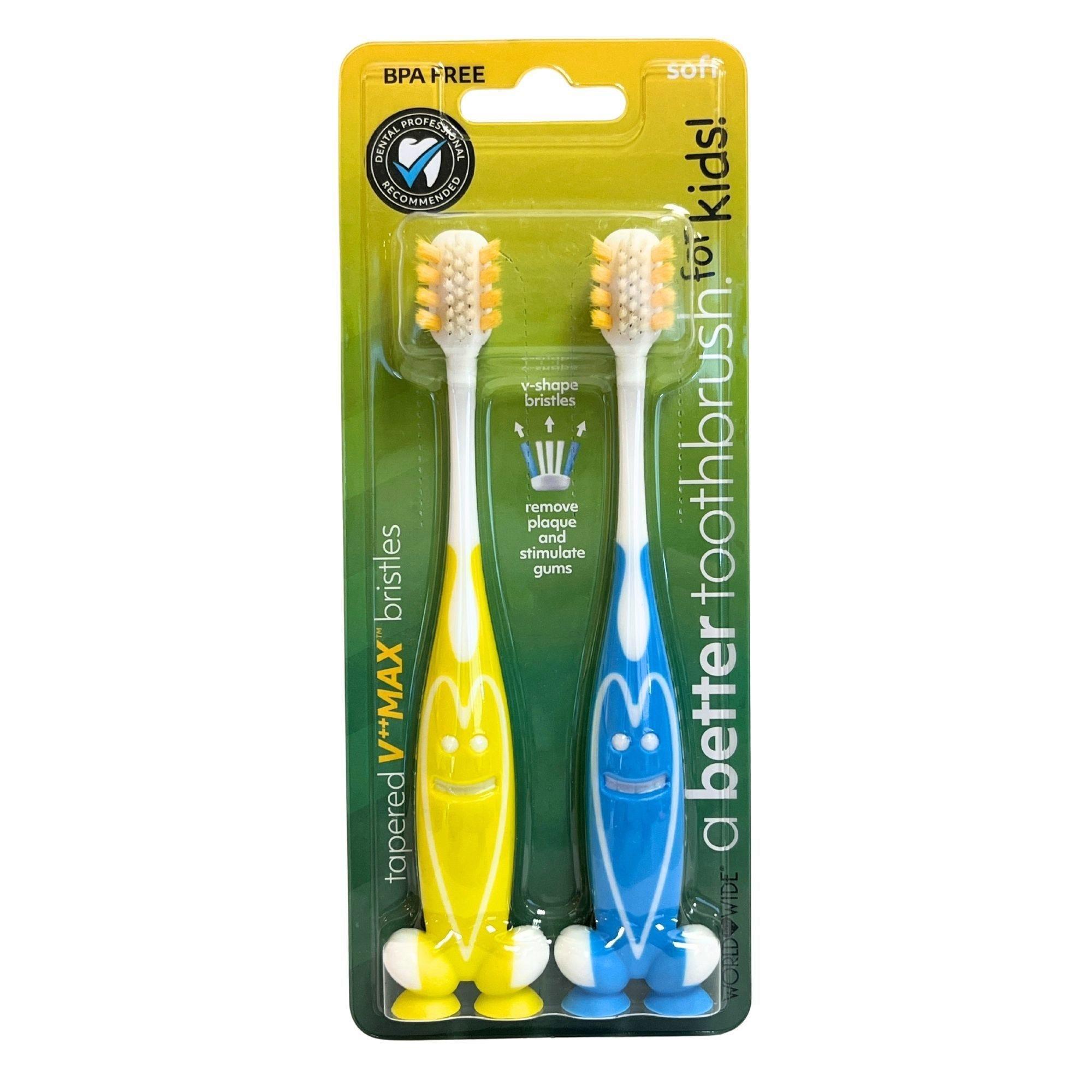 Two Pack V Max Kids Toothbrushes in Citrus and Blue image