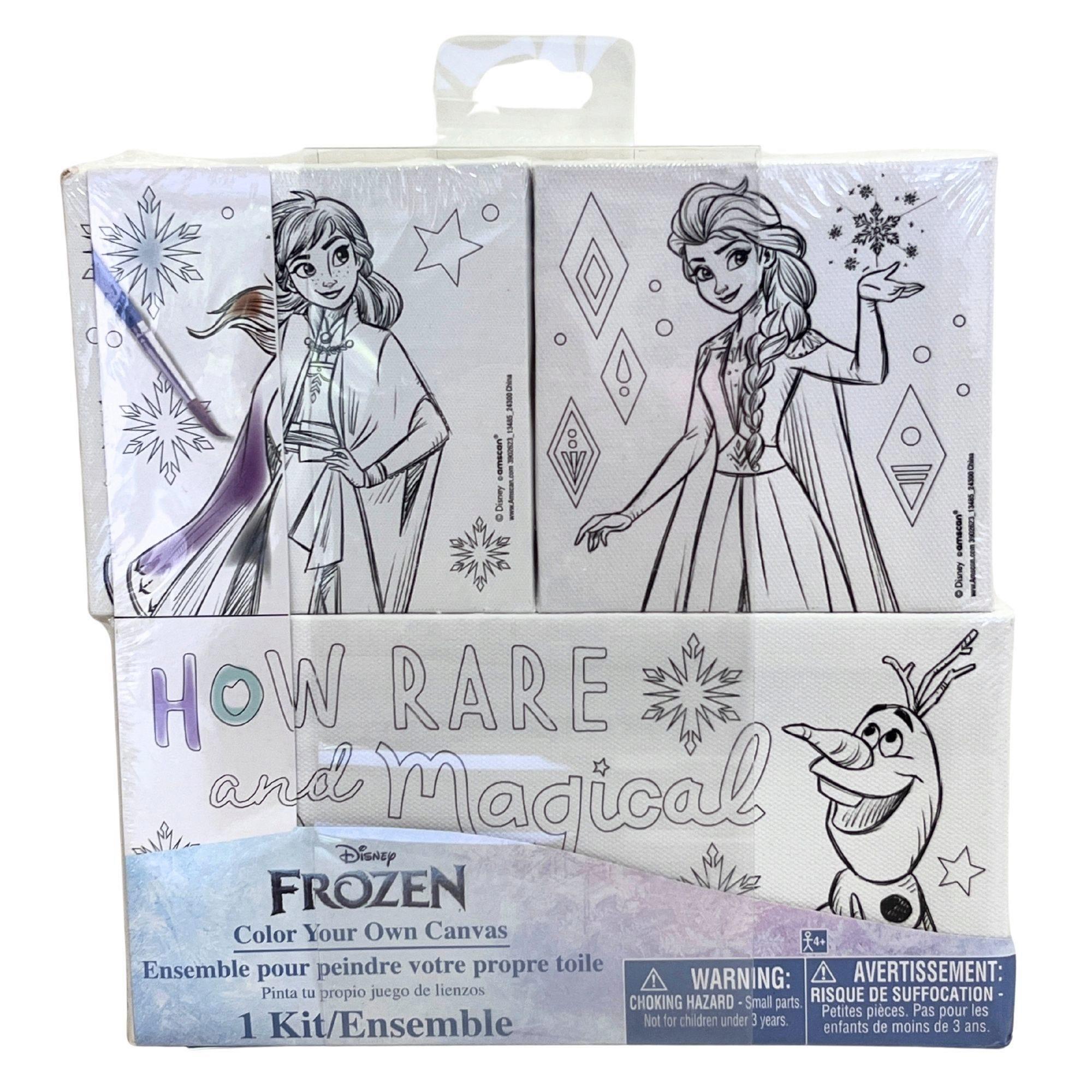 Disney Frozen 3 Pack Color Your Own Canvas with Different Character Designs and Paintbrush with Paint Included image