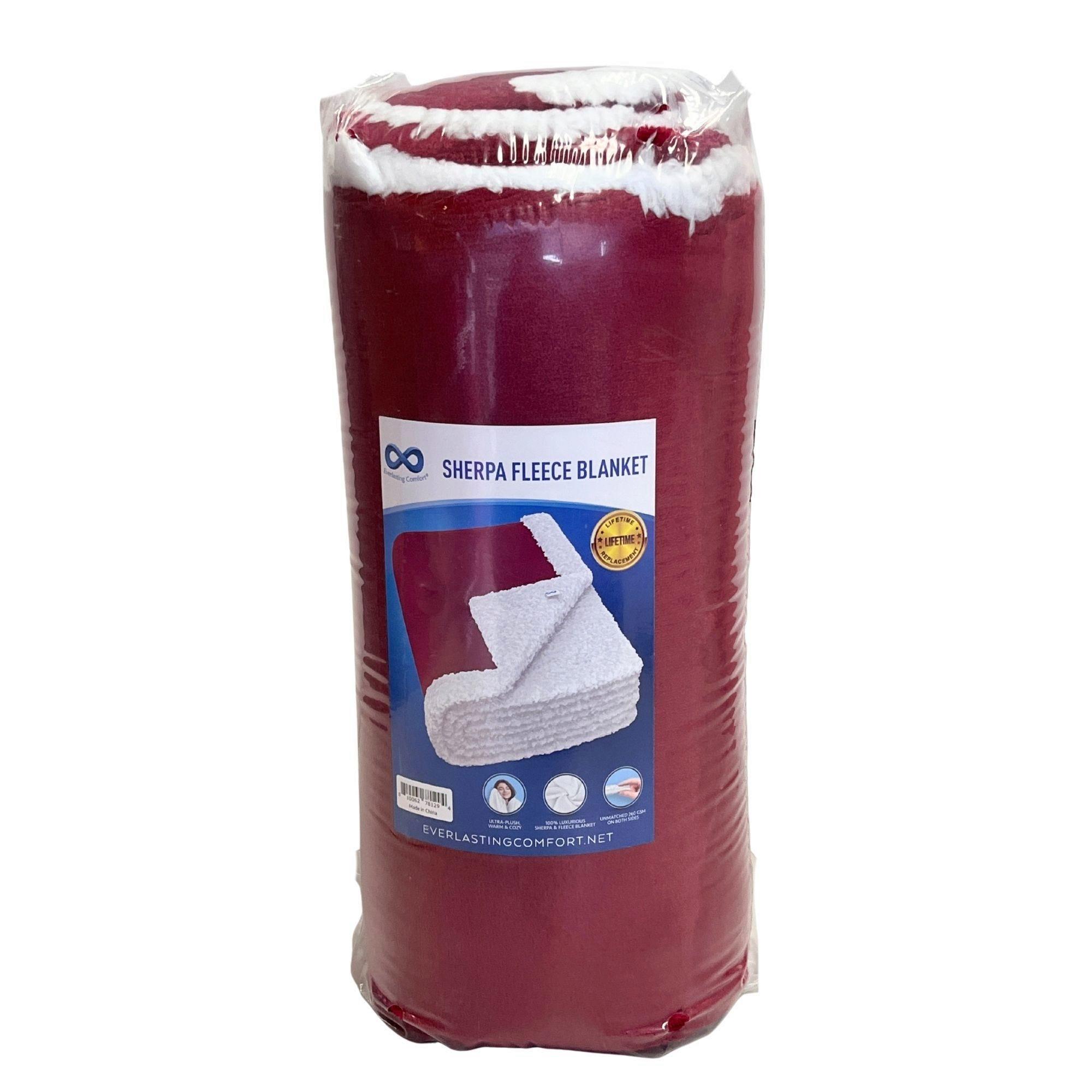 Everlasting Comfort 50" x 65" Furry Sherpa Throw Blanket in Red Wine image