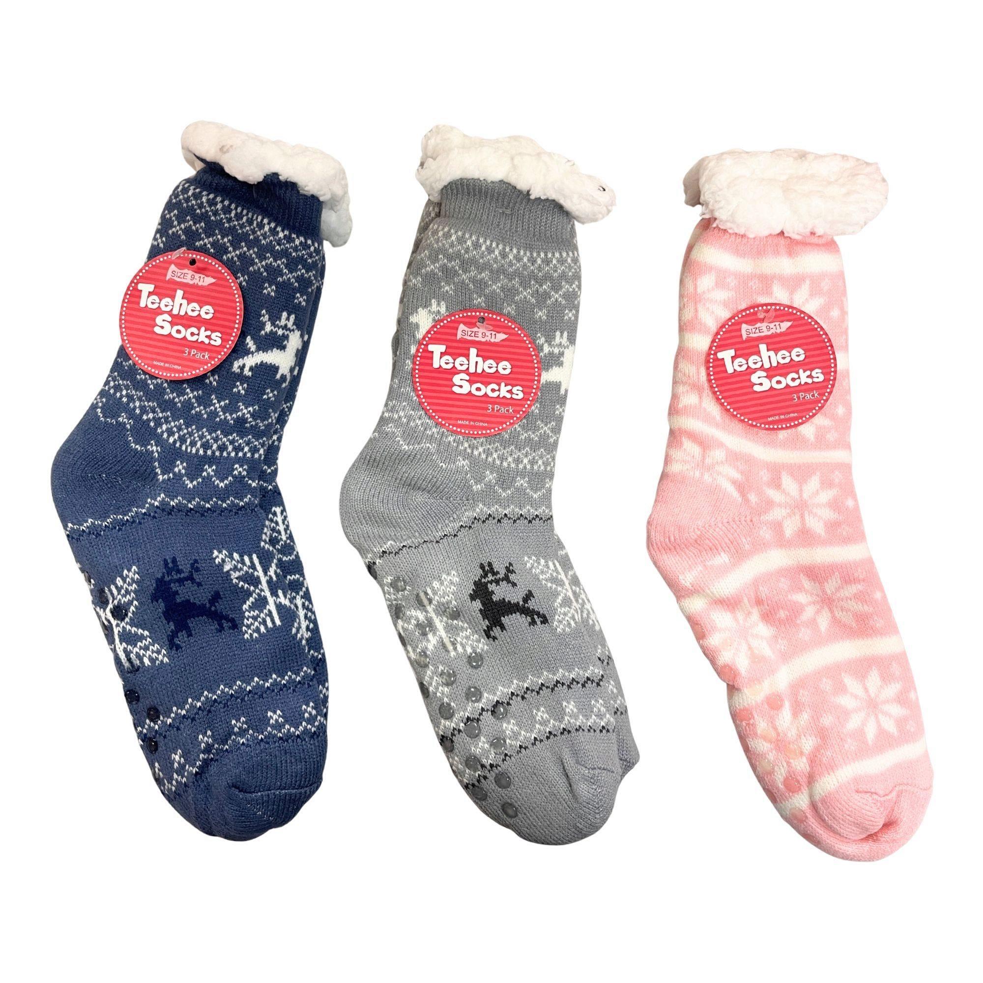 1 Pack Fuzzy Sock with Circular Grips in Assorted Animal Print Designs image