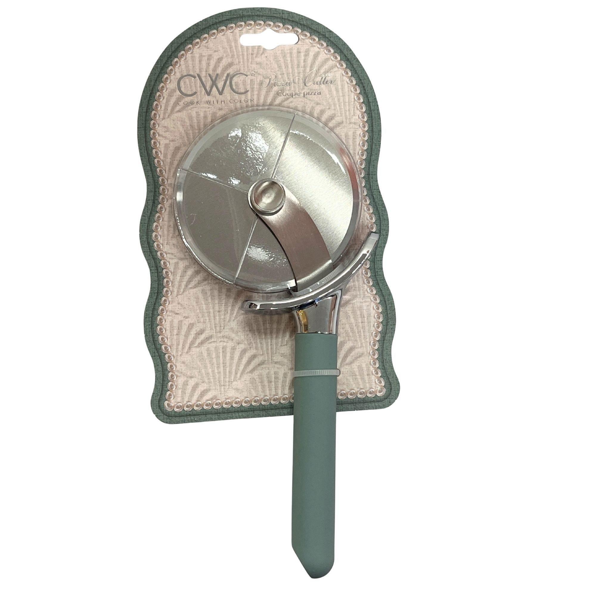 Cook with Color 3.5" x 9" Large Stainless Pizza Cutter with Teal Handle image