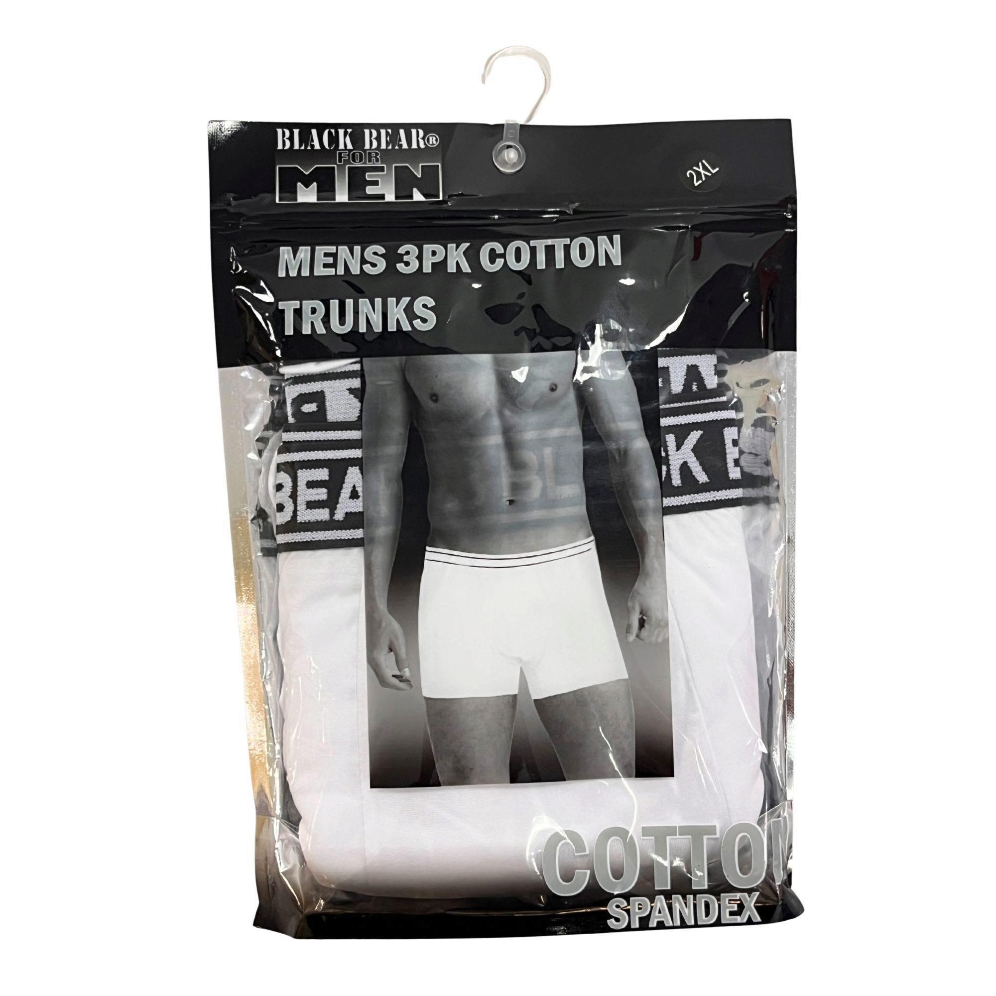 Black Bear For Men 3 Pack Cotton Spandex Trunks in XXL in Assorted Colors image