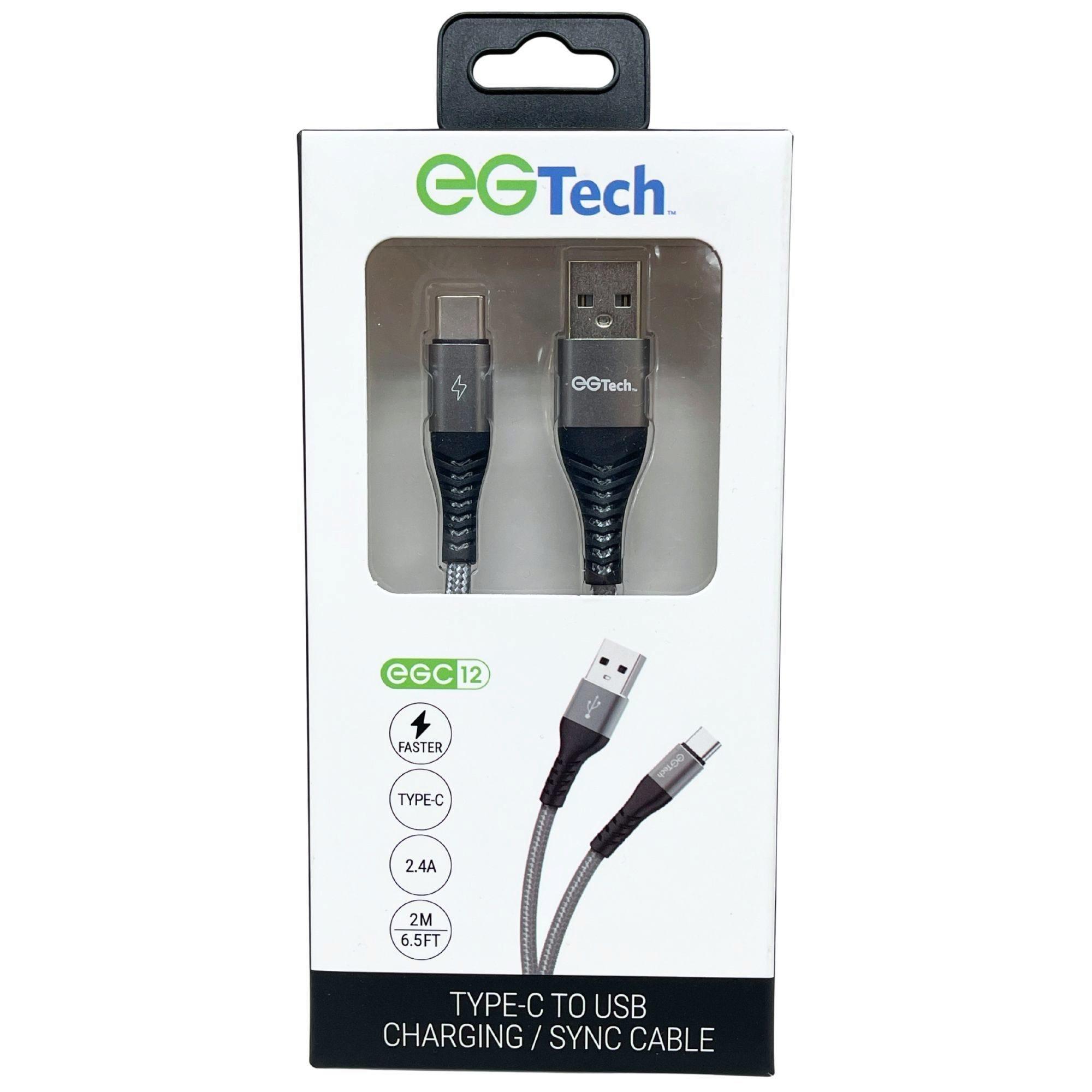 EG Tech 2.4 Amp 6 Foot Braided USB Type C Cable image