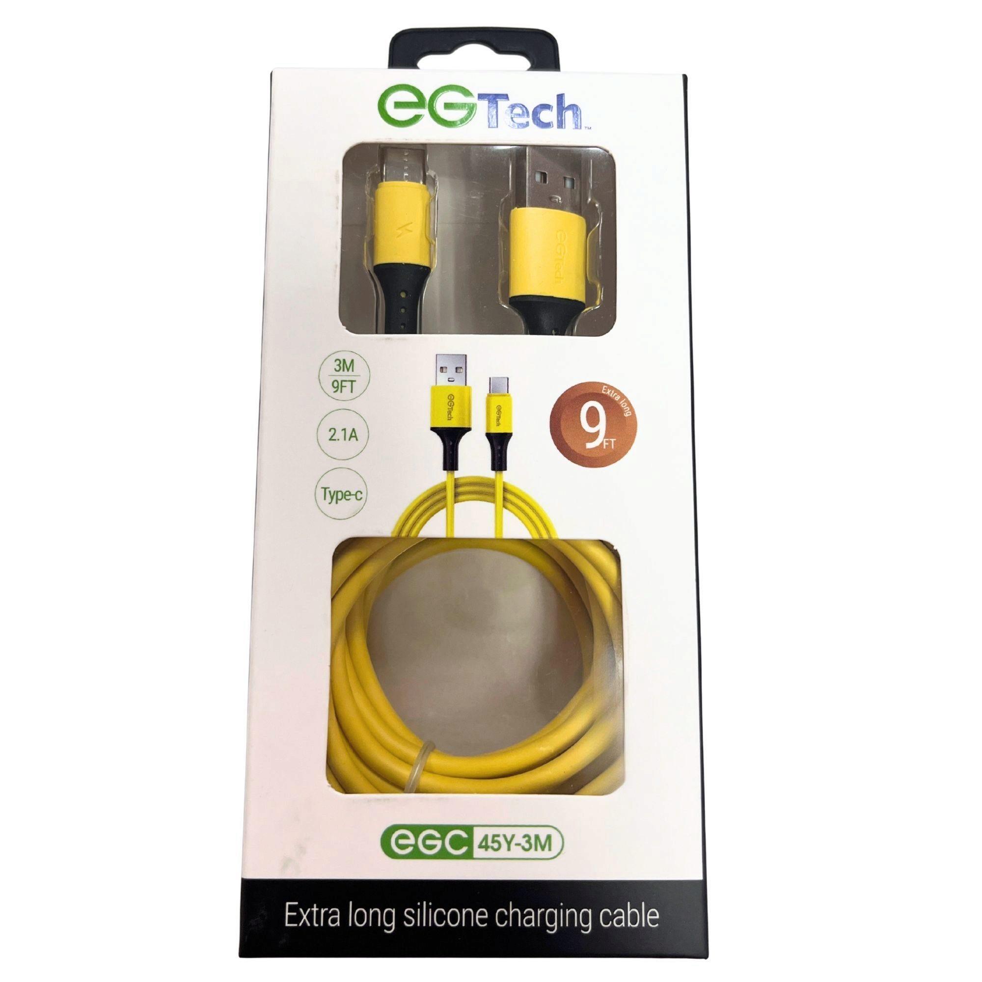 EG Tech 2.1A 9 Foot Silicone USB Type C Cable in Yellow image