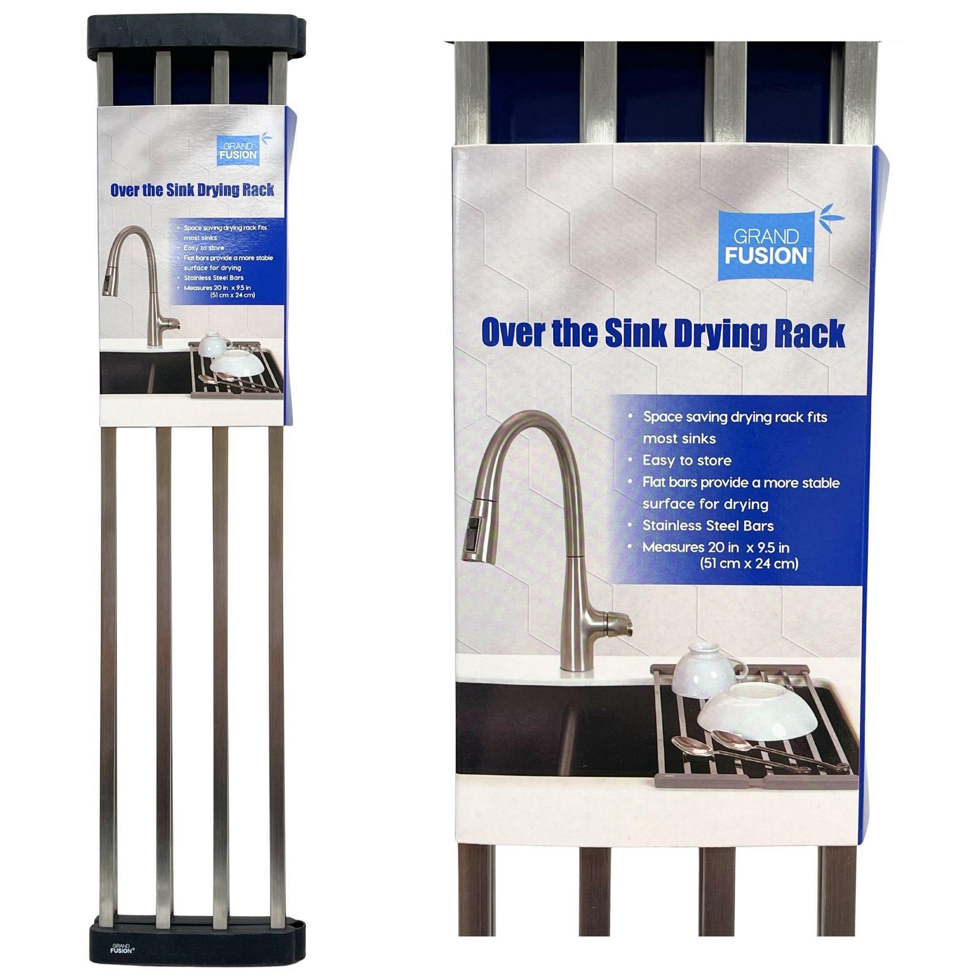 Grand Fusion Black Flat Bar Roll-Up Over The Sink Dish Drying Rack image