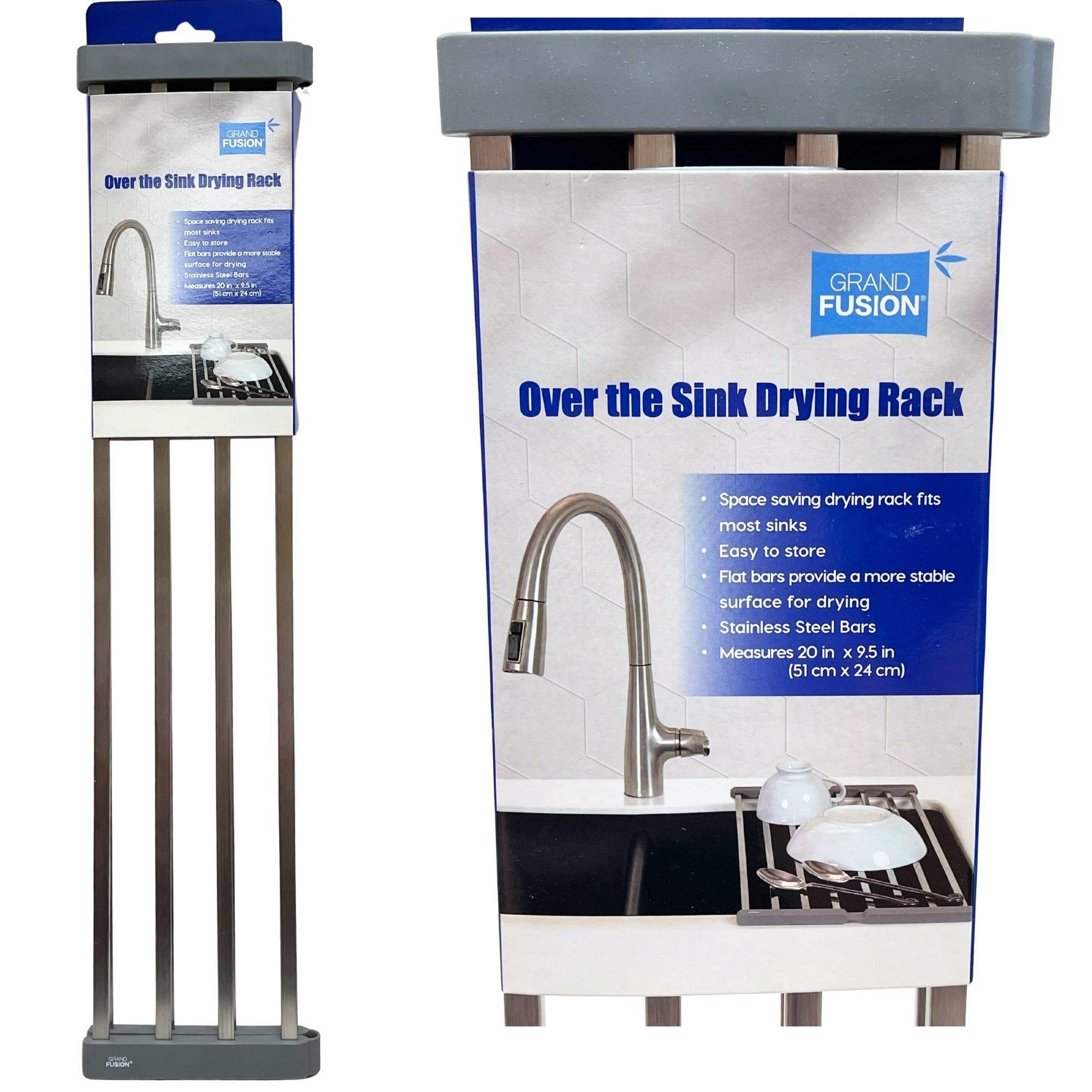 Grand Fusion Gray Flat Bar Roll-Up Over The Sink Dish Drying Rack image