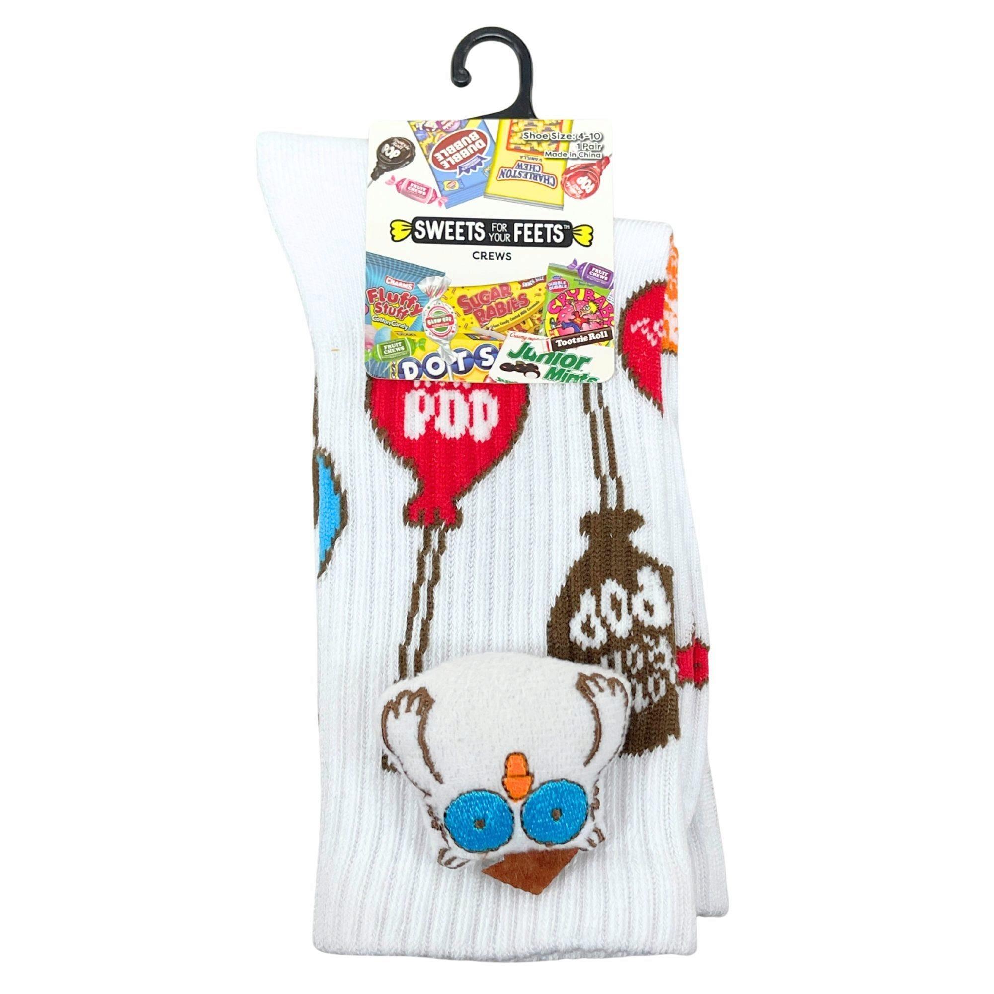 1 Pack Ladies Crew Socks with Plush Owl Tootsie Roll License in Size 9-11 image
