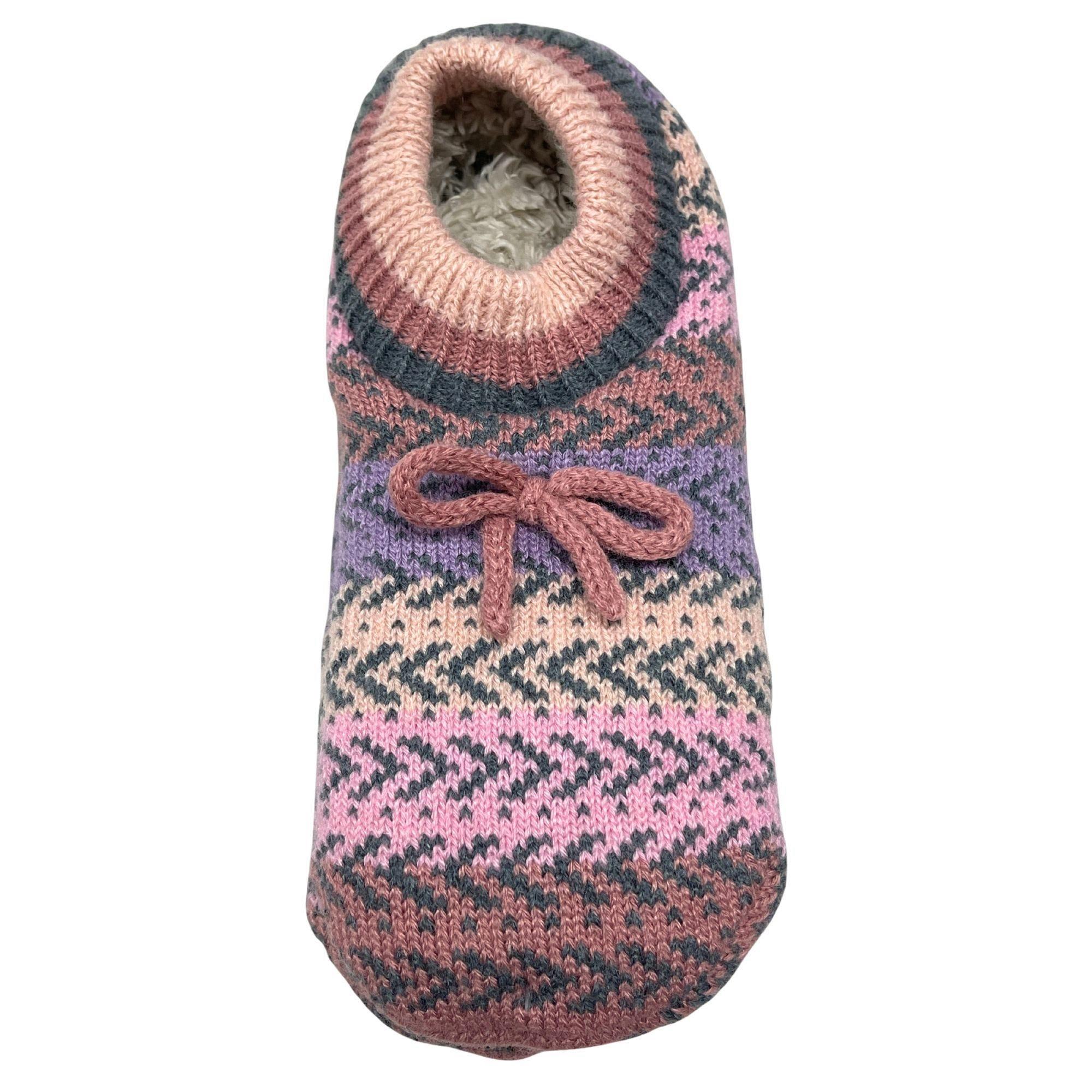 Fuzzy Babba 1 Pack Ladies Knit Cuff Slipper with Bow in Assorted Colors Size 9-11 image