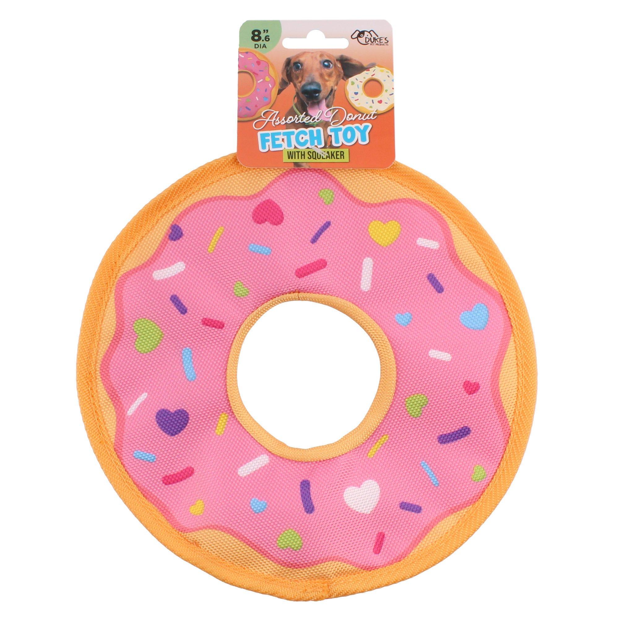 8.6" Assorted Donut Nylon Flying Dog Fetch Toy with Squeaker image