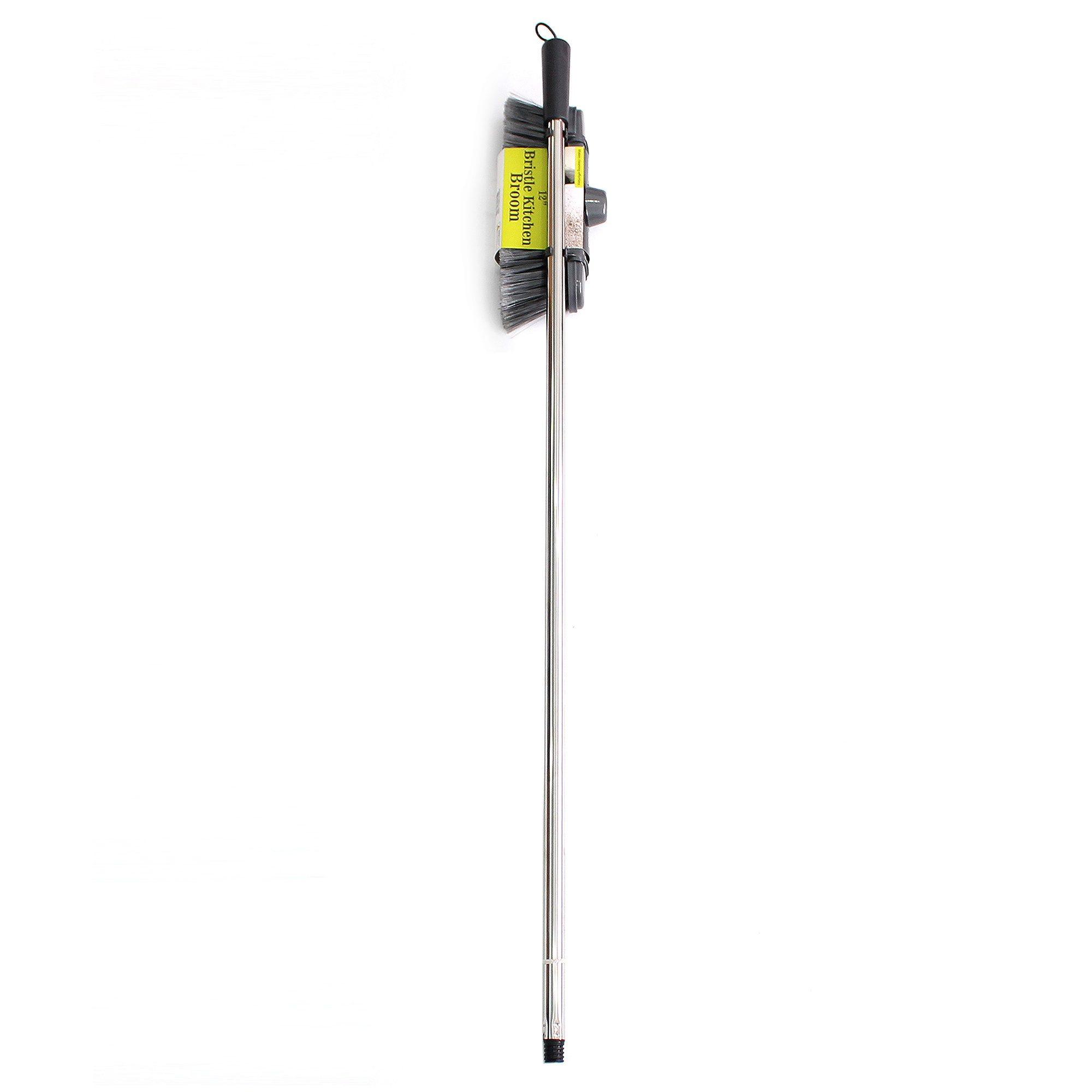 12" Soft Split Bristle Home and Kitchen Broom with 45" Stainless Steel Handle image