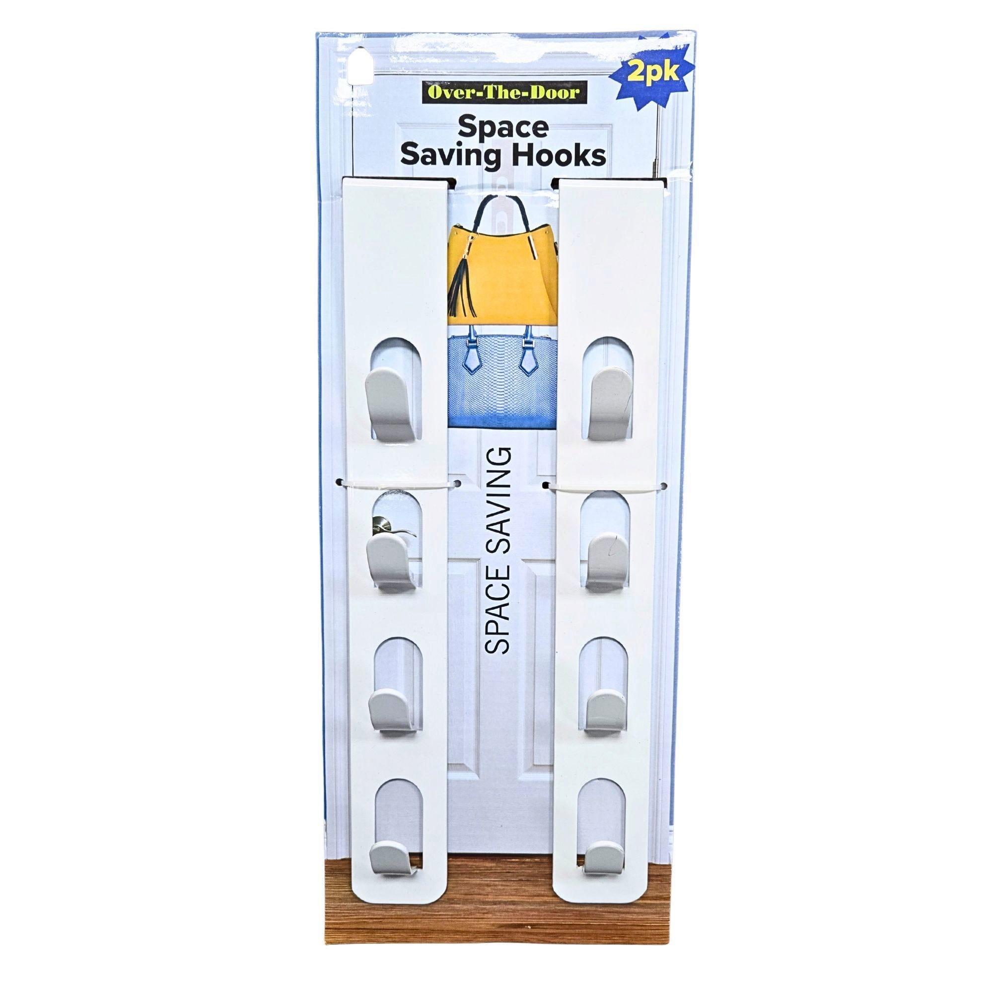 2 Pack Iron 4 Hook Vertical Over the Door Space Saving Hooks in Assorted Colors image