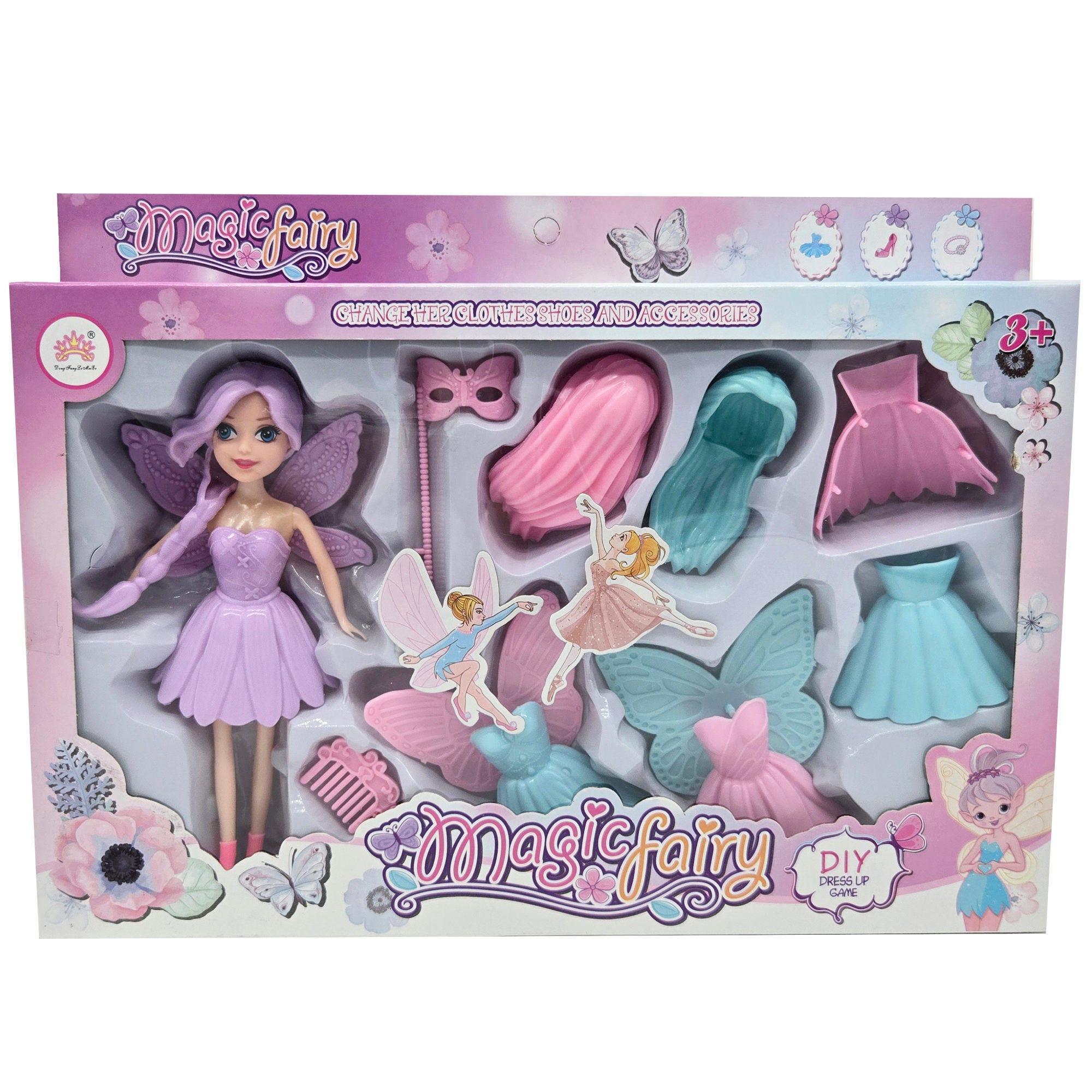 7" Fairy Dress-Up Doll with Changeable Outfits and Wings image