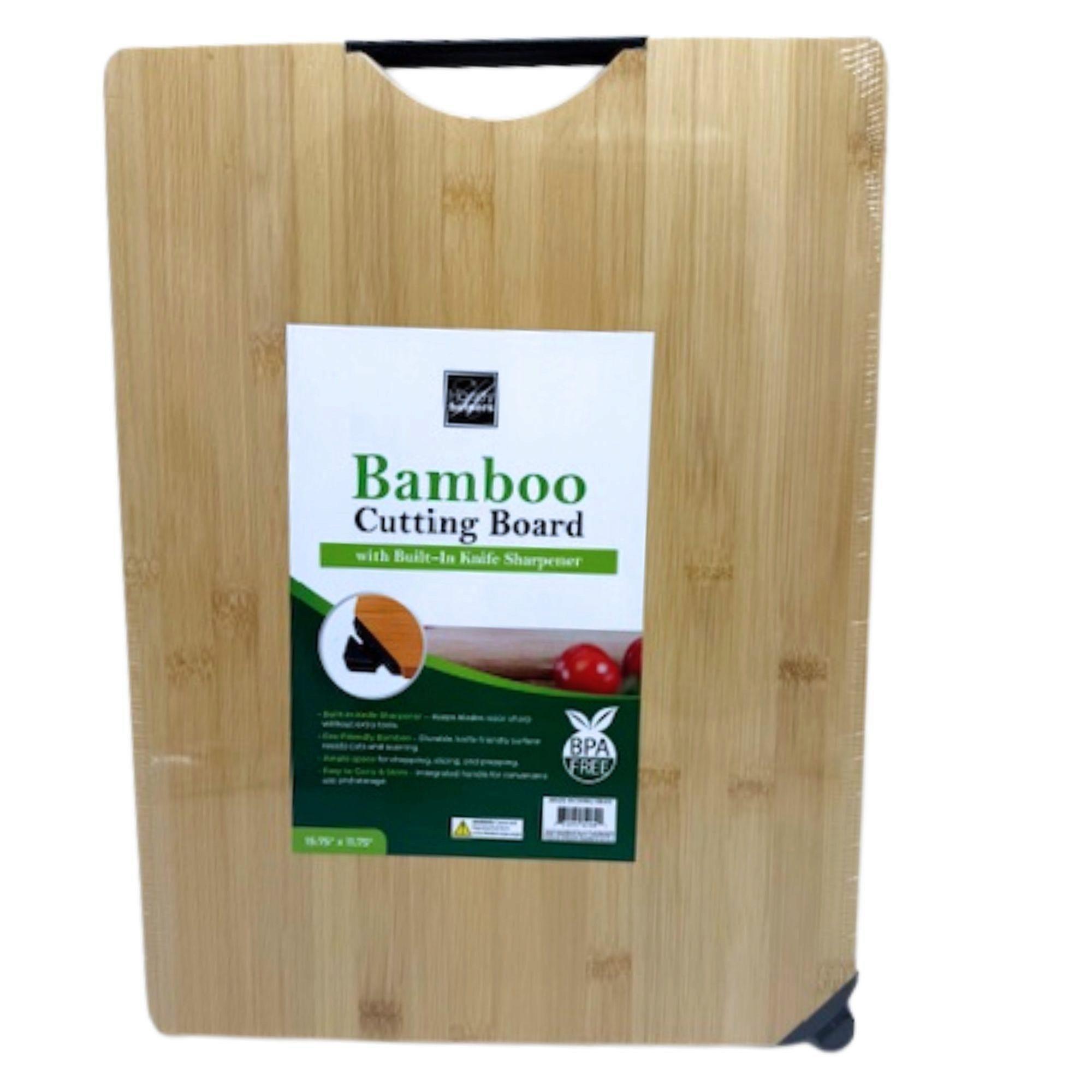 15.75" x 11.75" Bamboo Cutting Board with Built-In Knife Sharpener image