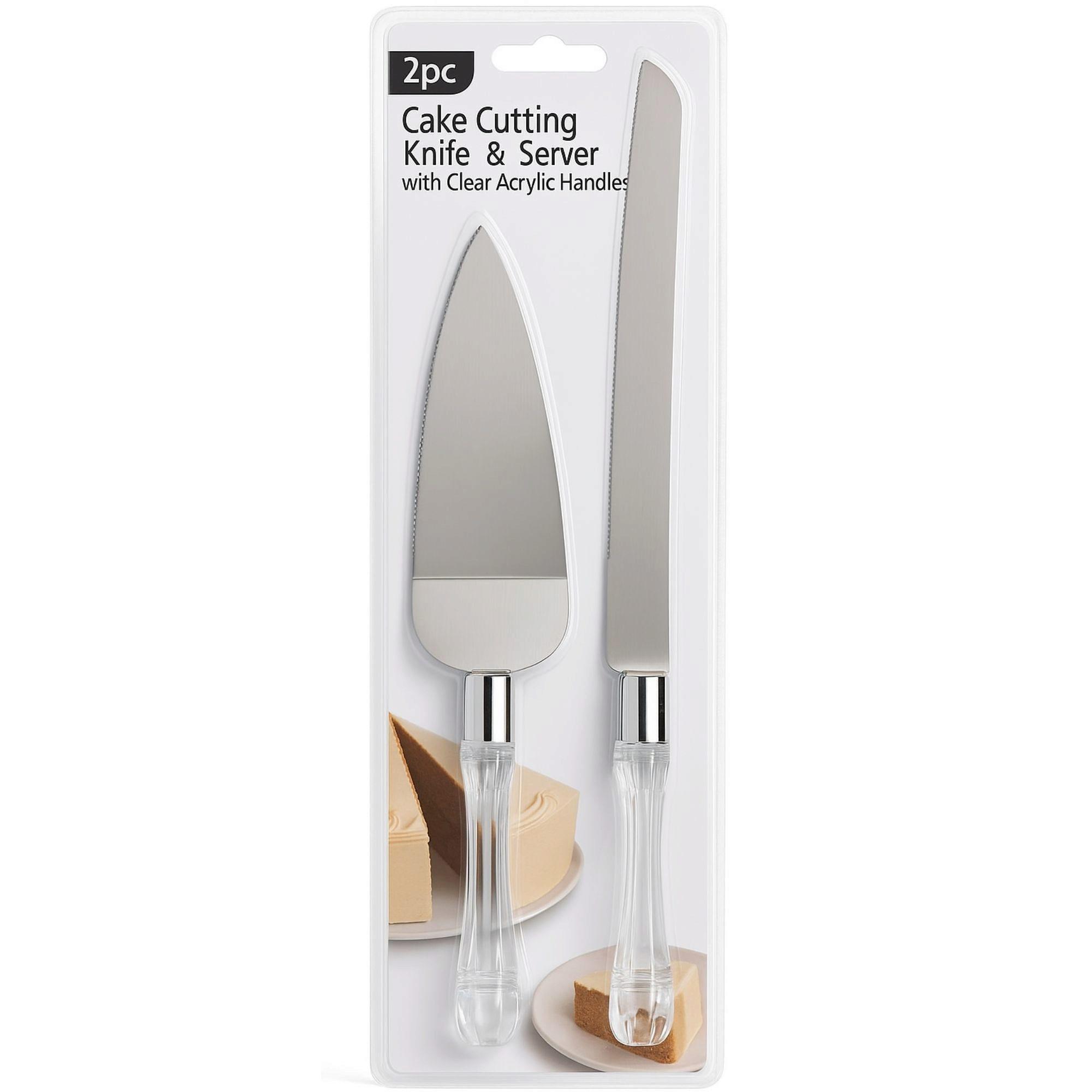 2-Piece Cake Cutting Knife and Server with Clear Acrylic Handles image