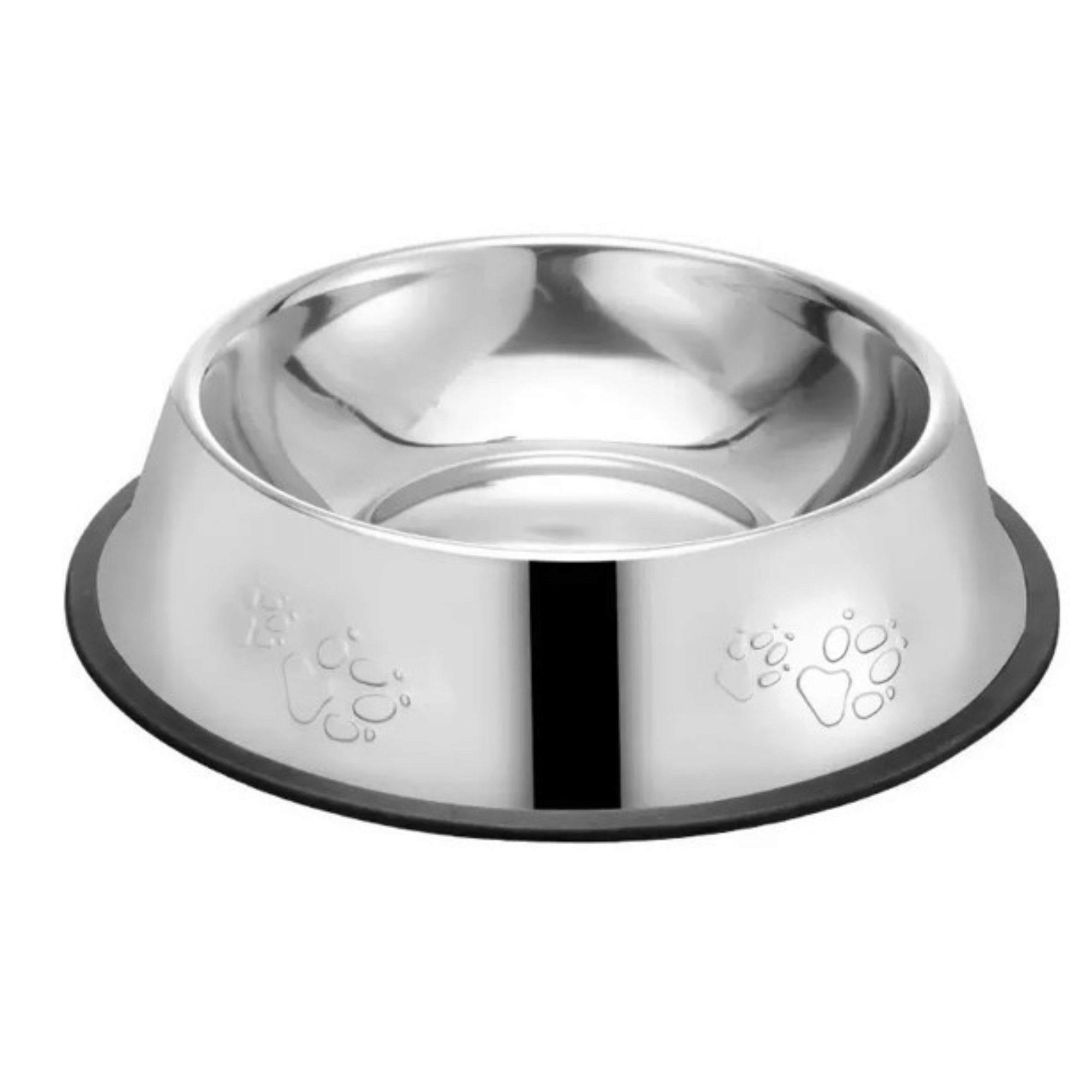 8.6" Double Footprint Stainless Steel Pet Feeding Bowl with Rubber Bottom image