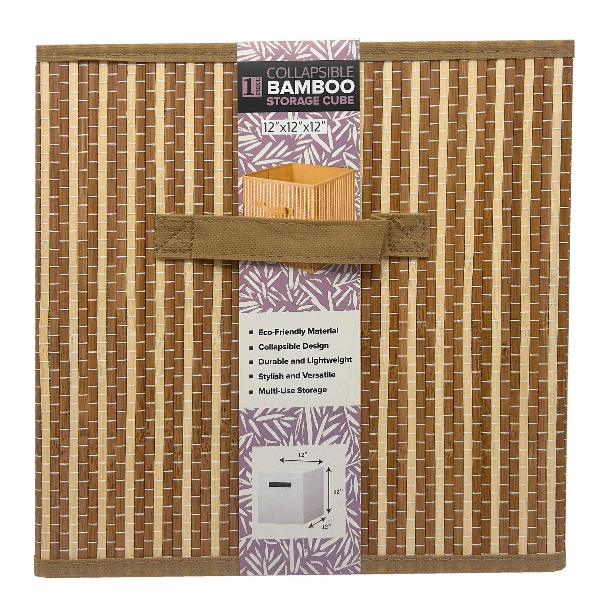 12" x 12" Collapsible Stripe Bamboo Storage Basket image