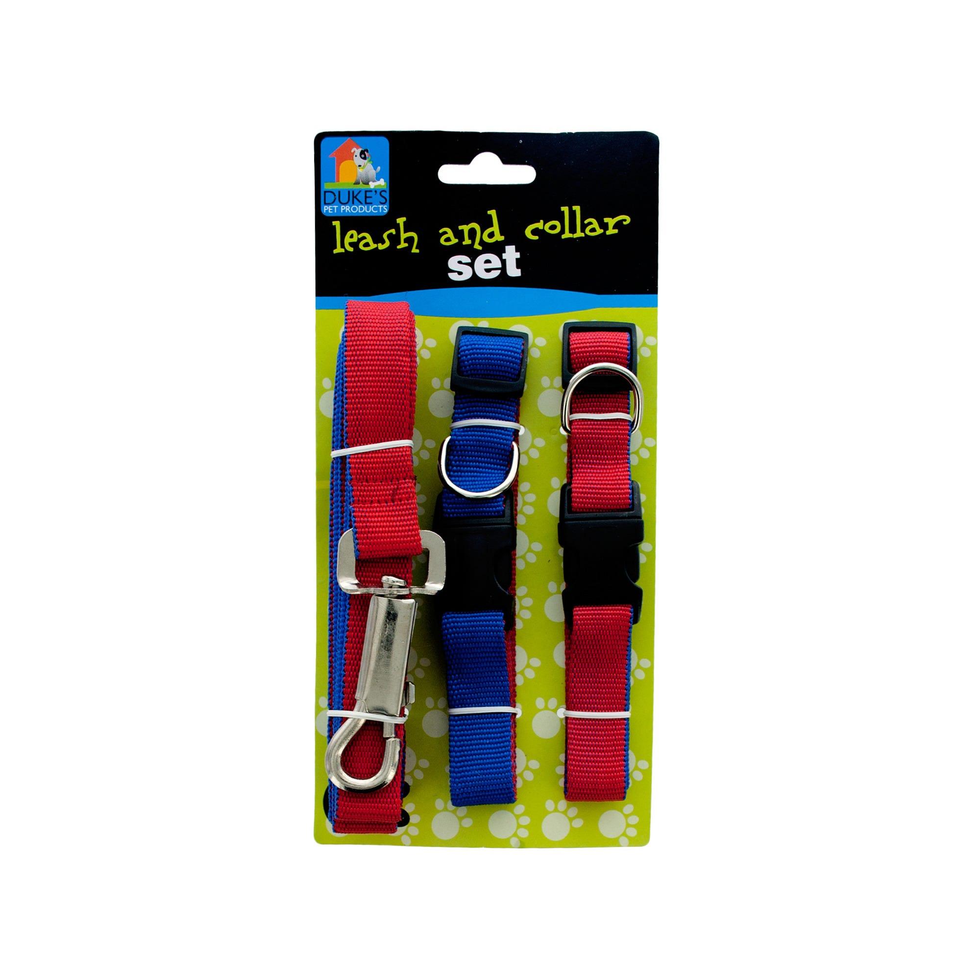 Dual-Colored Nylon Leash & Collars Set image