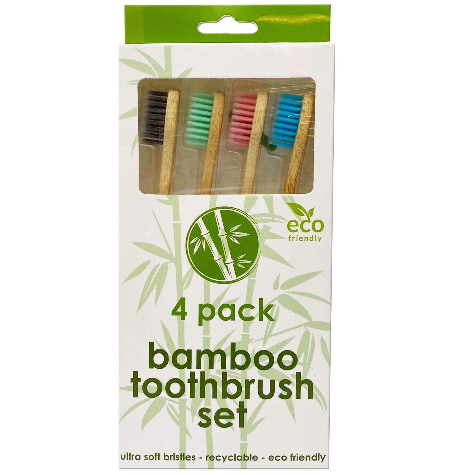 4 Pack Bamboo Toothbrush Set image