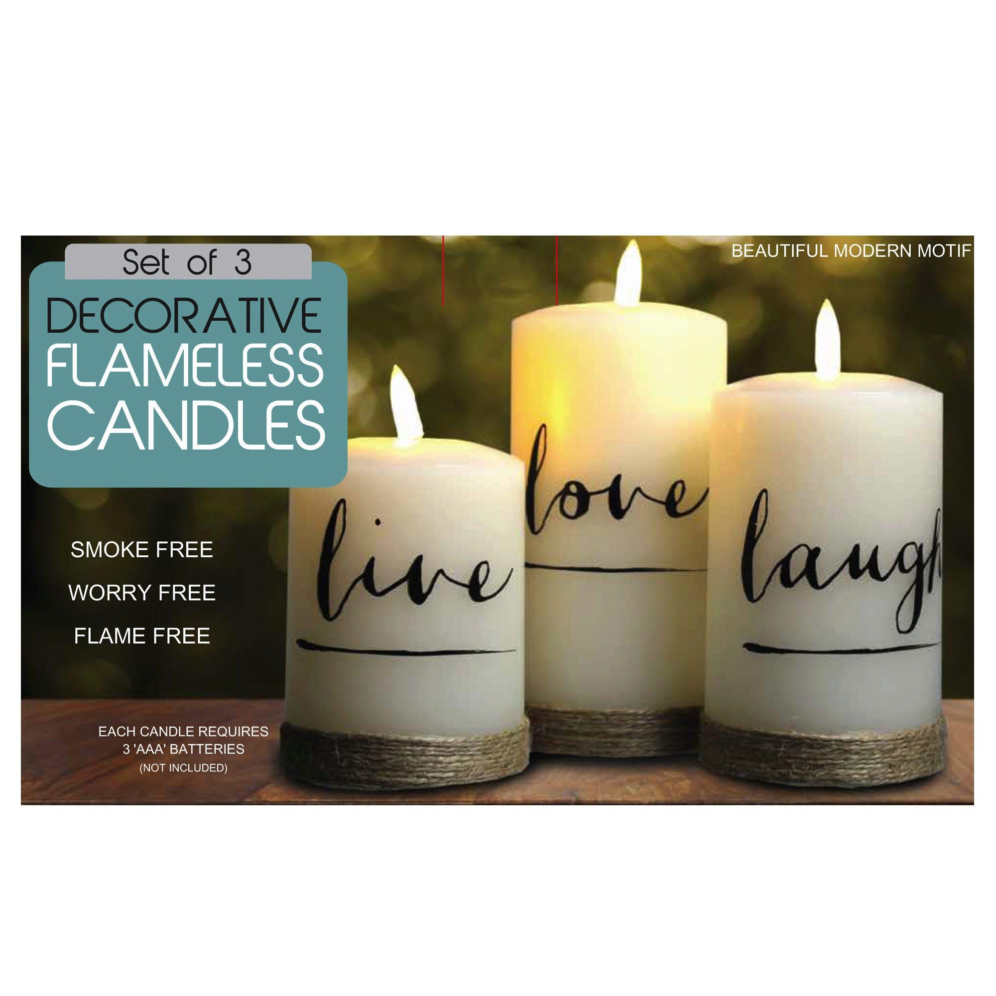 3 Piece Battery Operated Candle Set with Jute Twine image