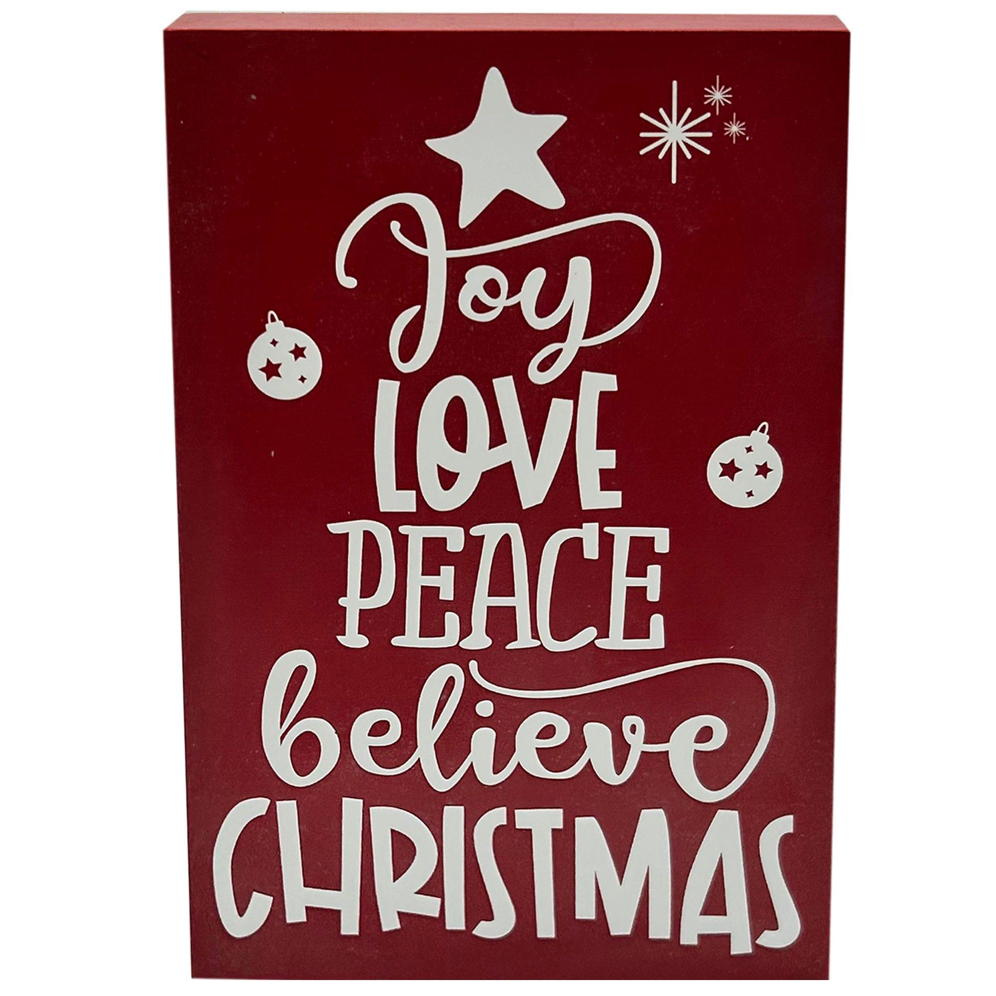 6" Joy, Love, Peace, Believe, Christmas Letter Tree Shape Decorative image