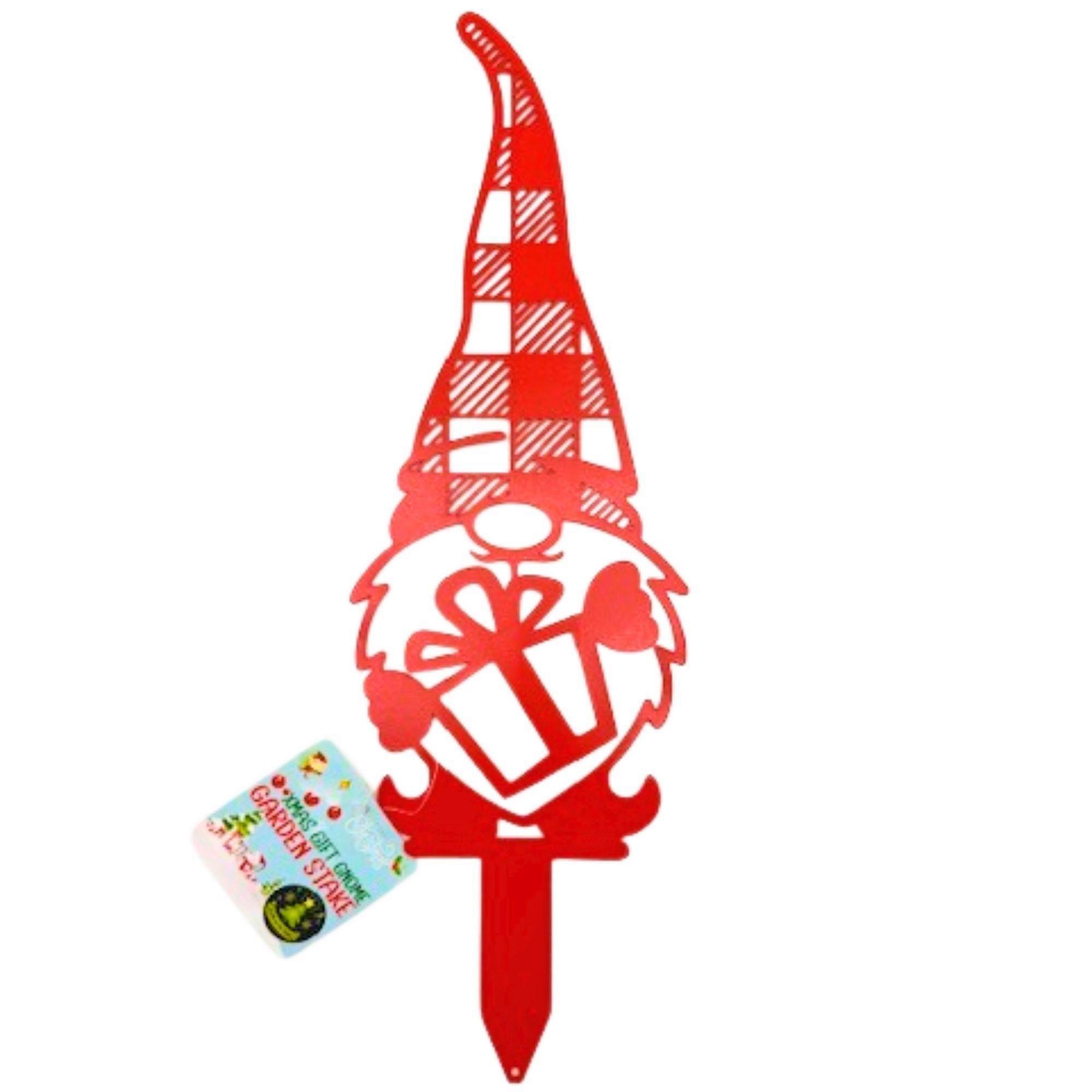 Gnome and Christmas Present Glow in the Dark Yard Stake image