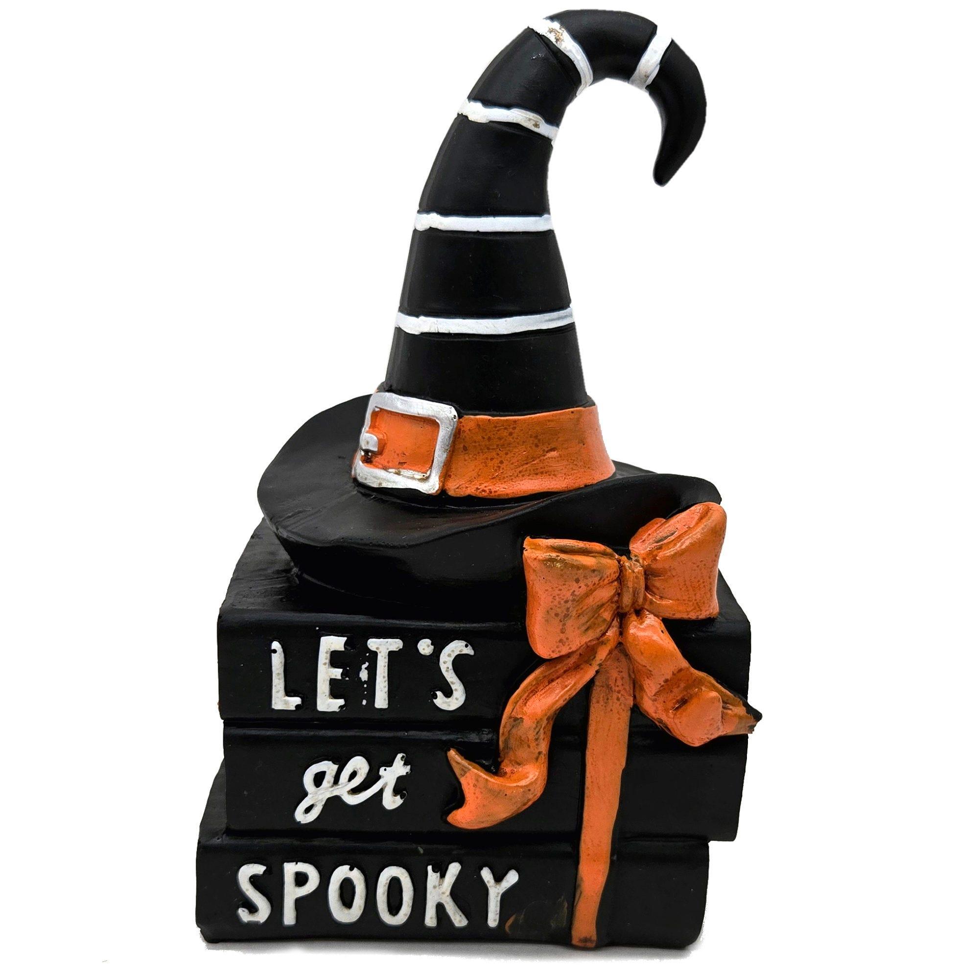 7"  Witch Hat Over Let's Get Spooky Spell Books Tabletop Decor image