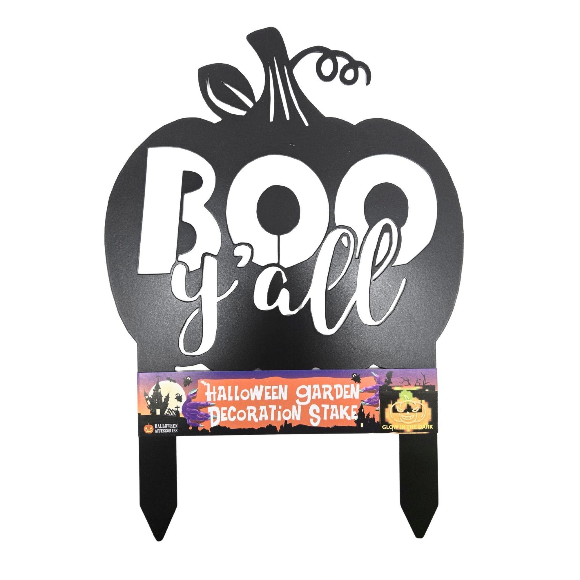 Boo Y'all Glow in the Dark Metal Yard Stake Halloween Decorative Outdoor Sign in Assorted Colors image