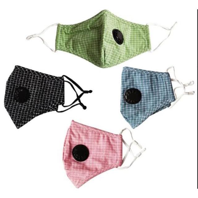 Small Plaid Five Layer Filter Cloth Masks With Valve - Assorted Colors image
