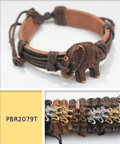 Elephant Design Faux Leather Bracelets - Assorted image