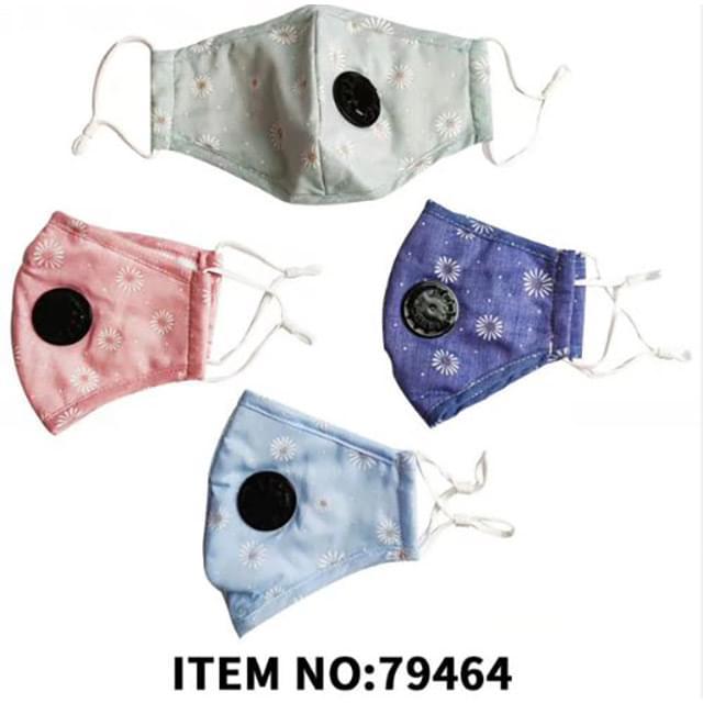 Daisy Flower Pattern Five Layer Filter Cloth Masks With Valve - Assorted Colors image
