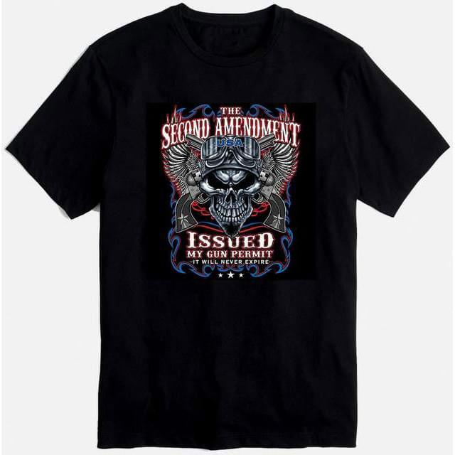 Second Amendment Skull Helmet T-Shirts - Black XXL image
