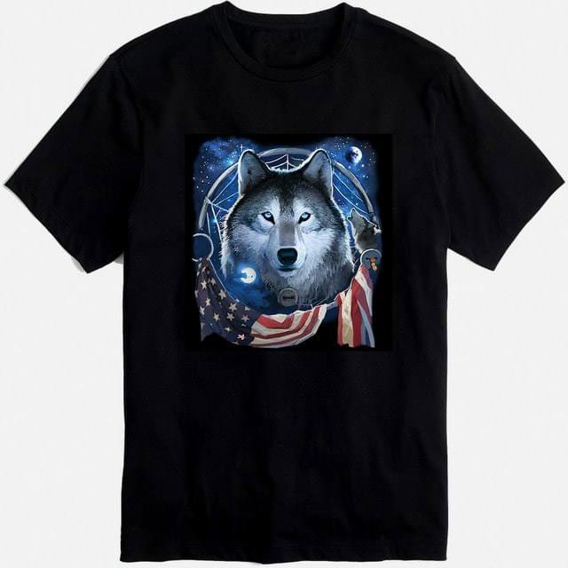 Wholesale Black Tshirt "WOLF DREAM FLAG" image