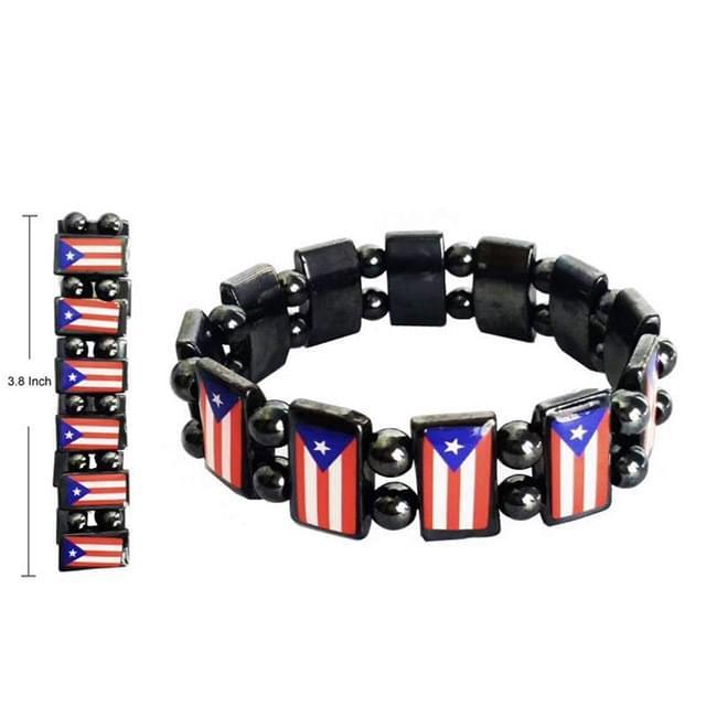 Magnetic Hematite Bracelets With Puerto Rico Flag image