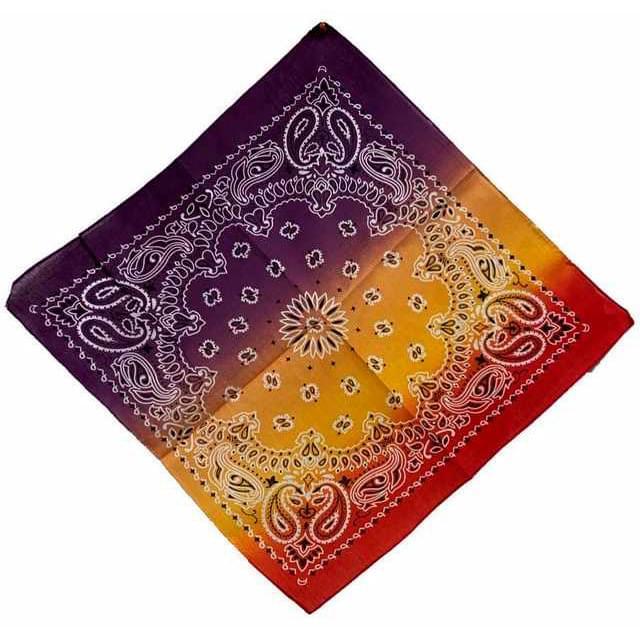 Paisley Tie Dye Bandanas - Purple/Yellow/Red image