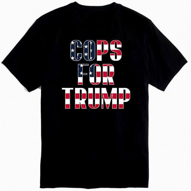 "Cops For Trump" American Flag Black T-Shirts XXL image