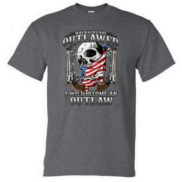 "When Guns Are Outlawed - I Will Become An Outlaw" T-Shirts - Gray Medium Size image